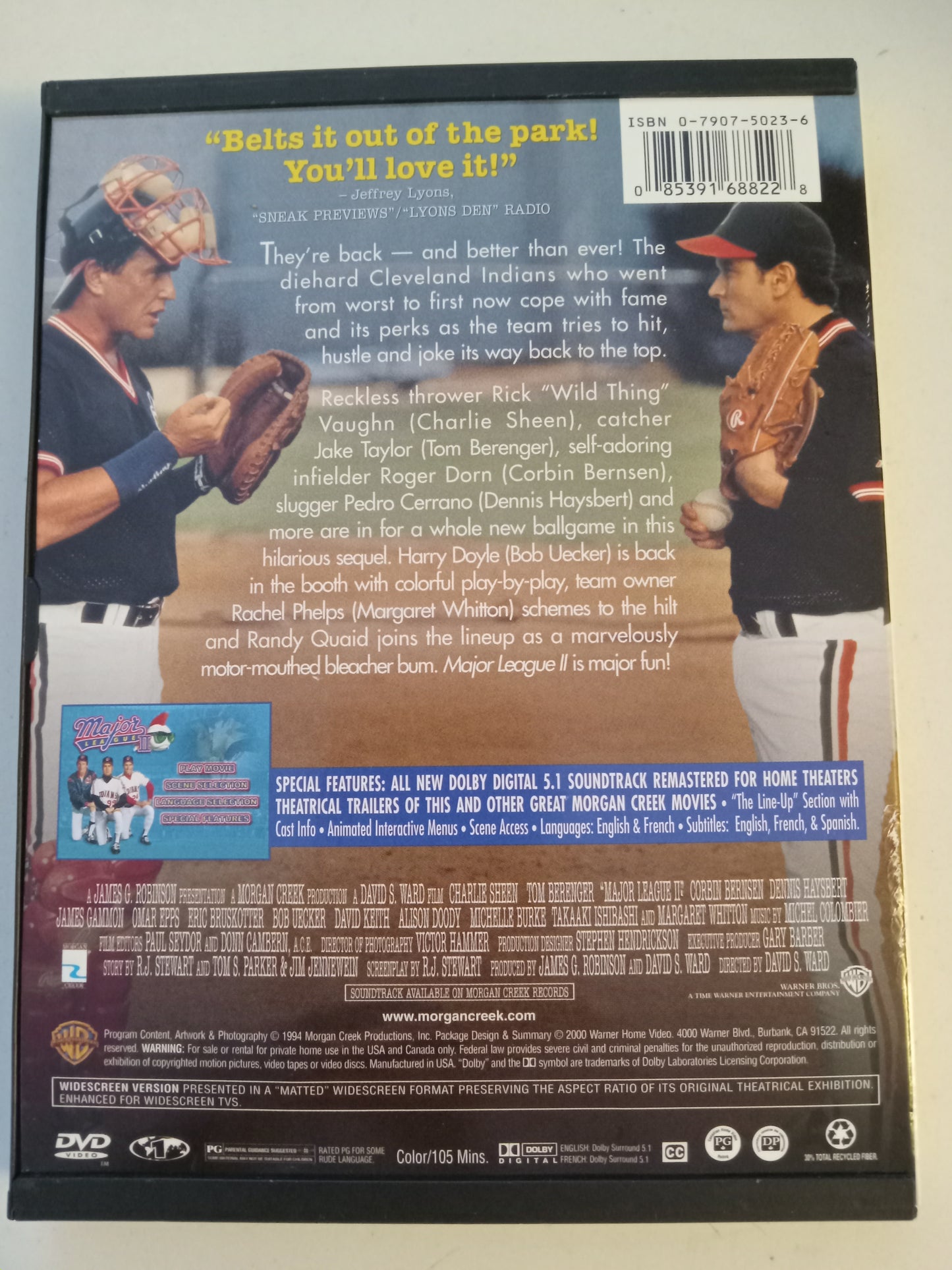 Major League 2, DVD Movie, Charlie Sheen Widescreen, Rated PG, USED