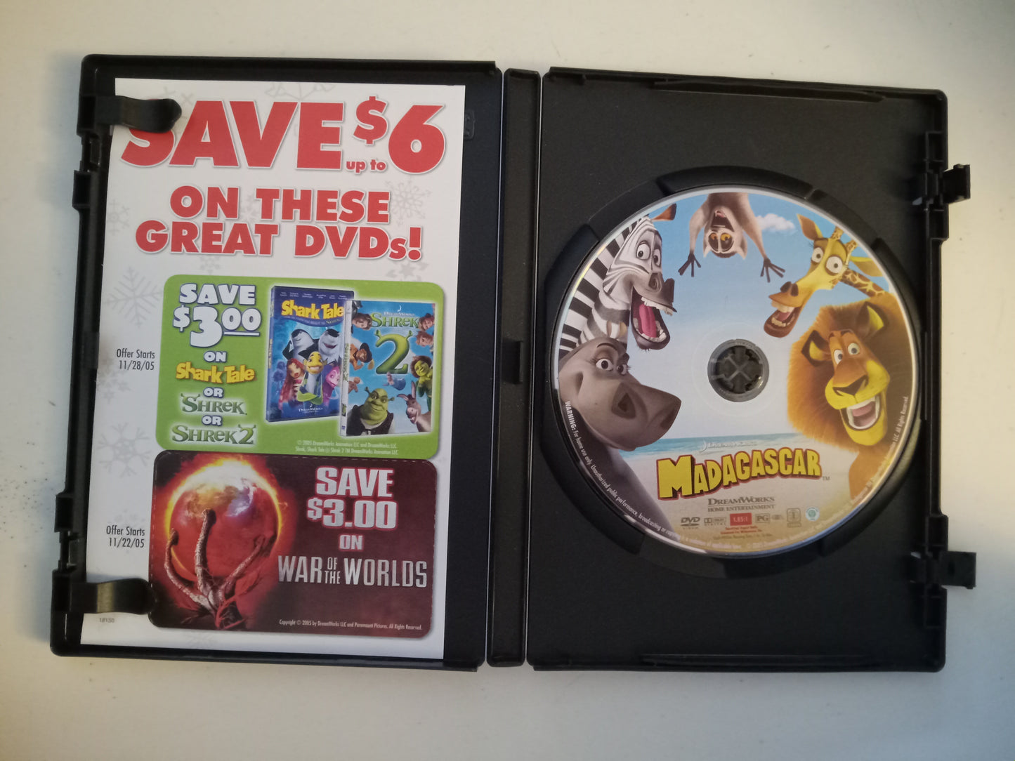Madagascar, Dreamworks Animated DVD Movie, Ben Stiller Widescreen, Rated PG, USED