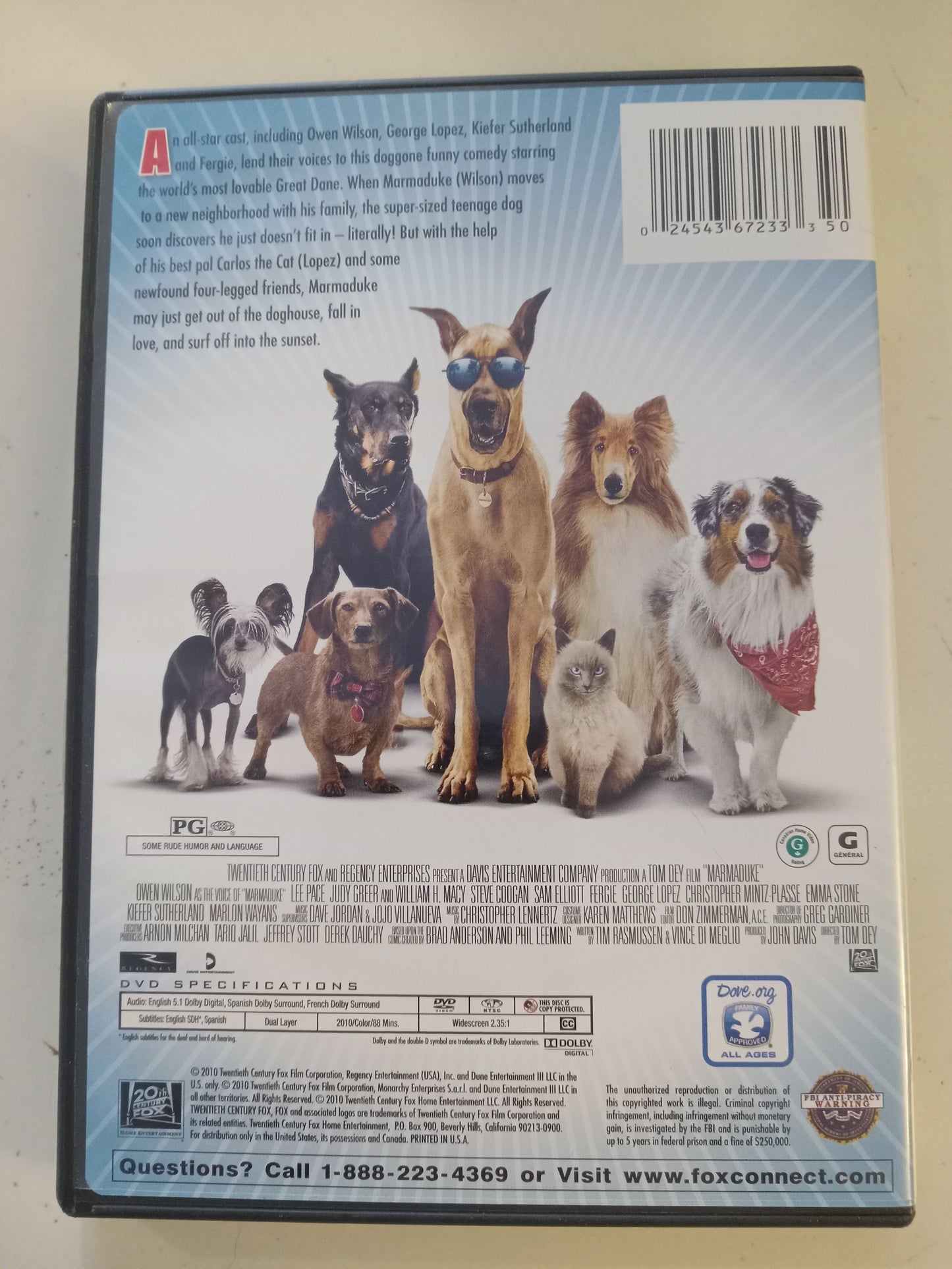Marmaduke, DVD Movie, Owen Wilson Widescreen, Rated PG, USED