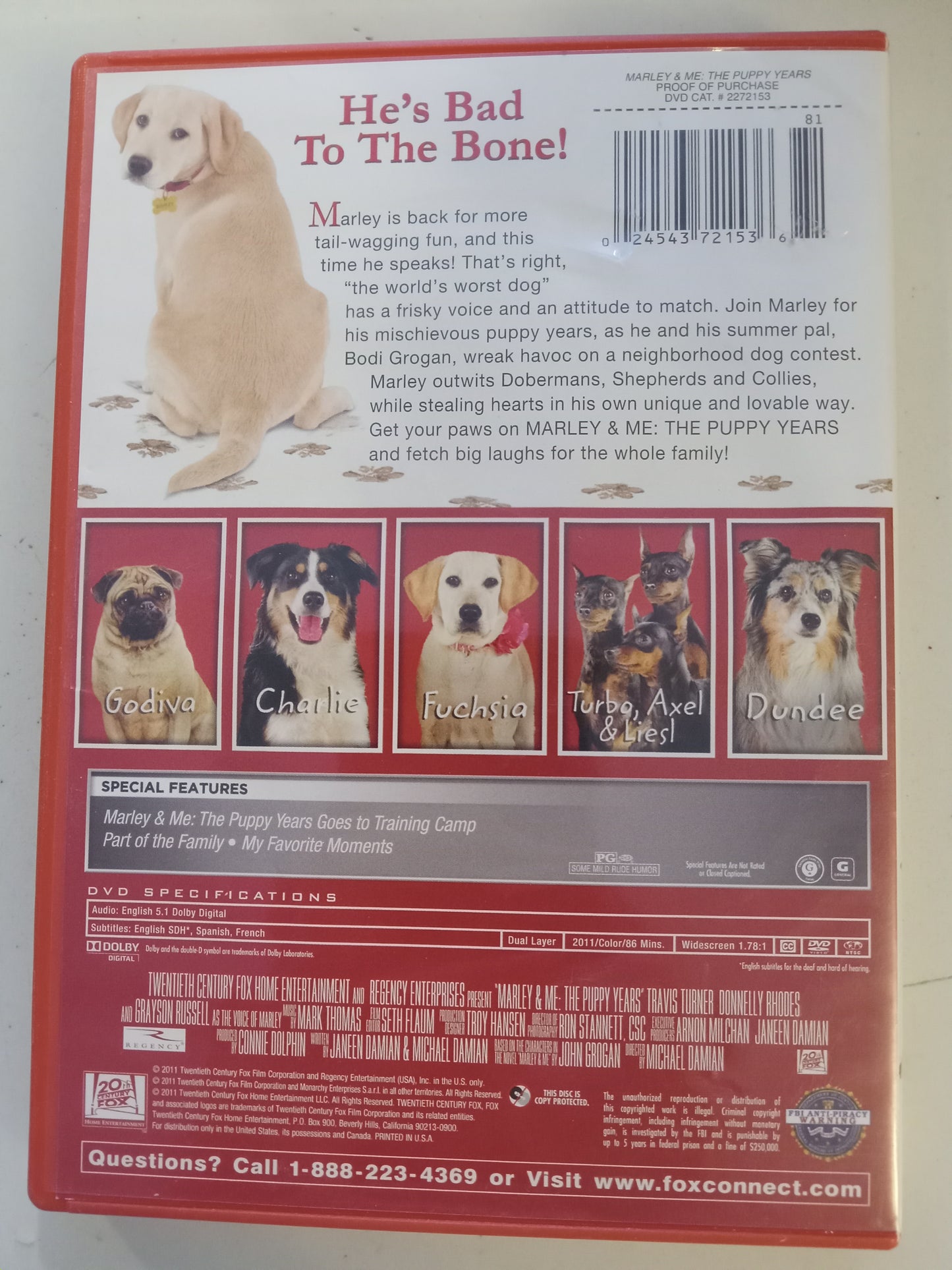 Marley And Me The Puppy Years, DVD Movie, Travis Turner Widescreen, Rated PG, USED