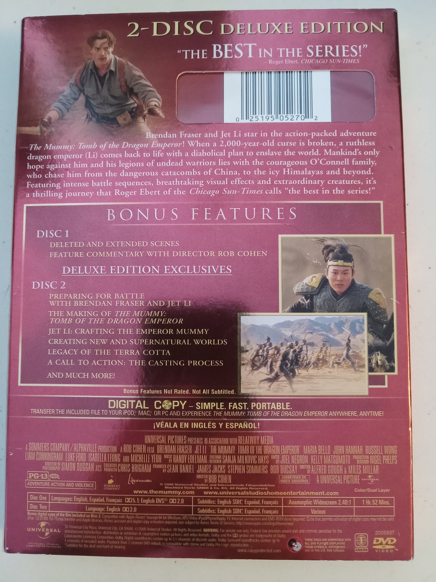 The Mummy Tomb Of The Dragon Emperor, DVD Movie, Brendan Fraser Widescreen/Fullscreen, 2 Disc Deluxe Ed. Rated PG-13, NEW/USED
