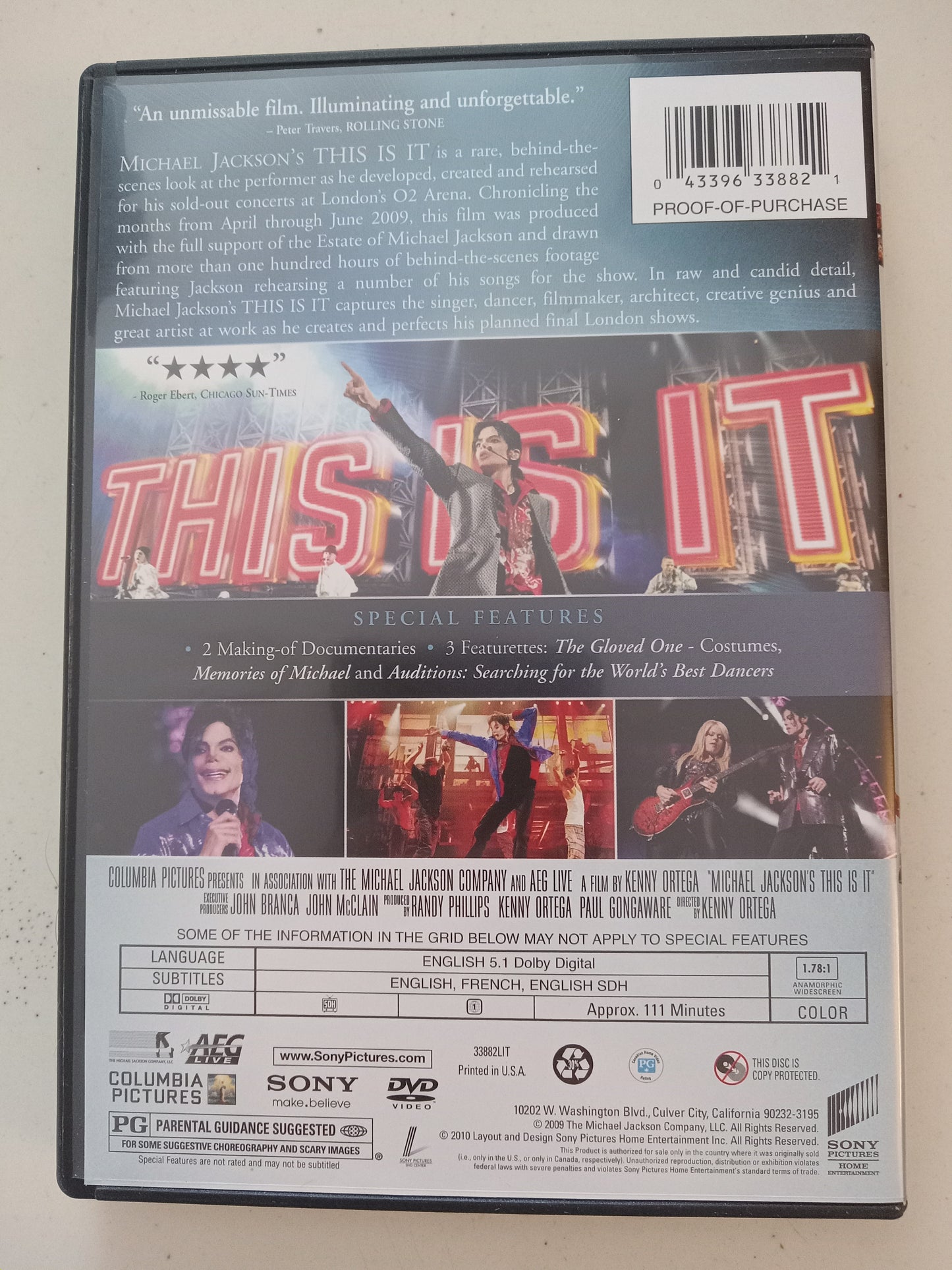 Michael Jackson's This Is It, DVD Movie, Widescreen, Rated PG, NEW/USED