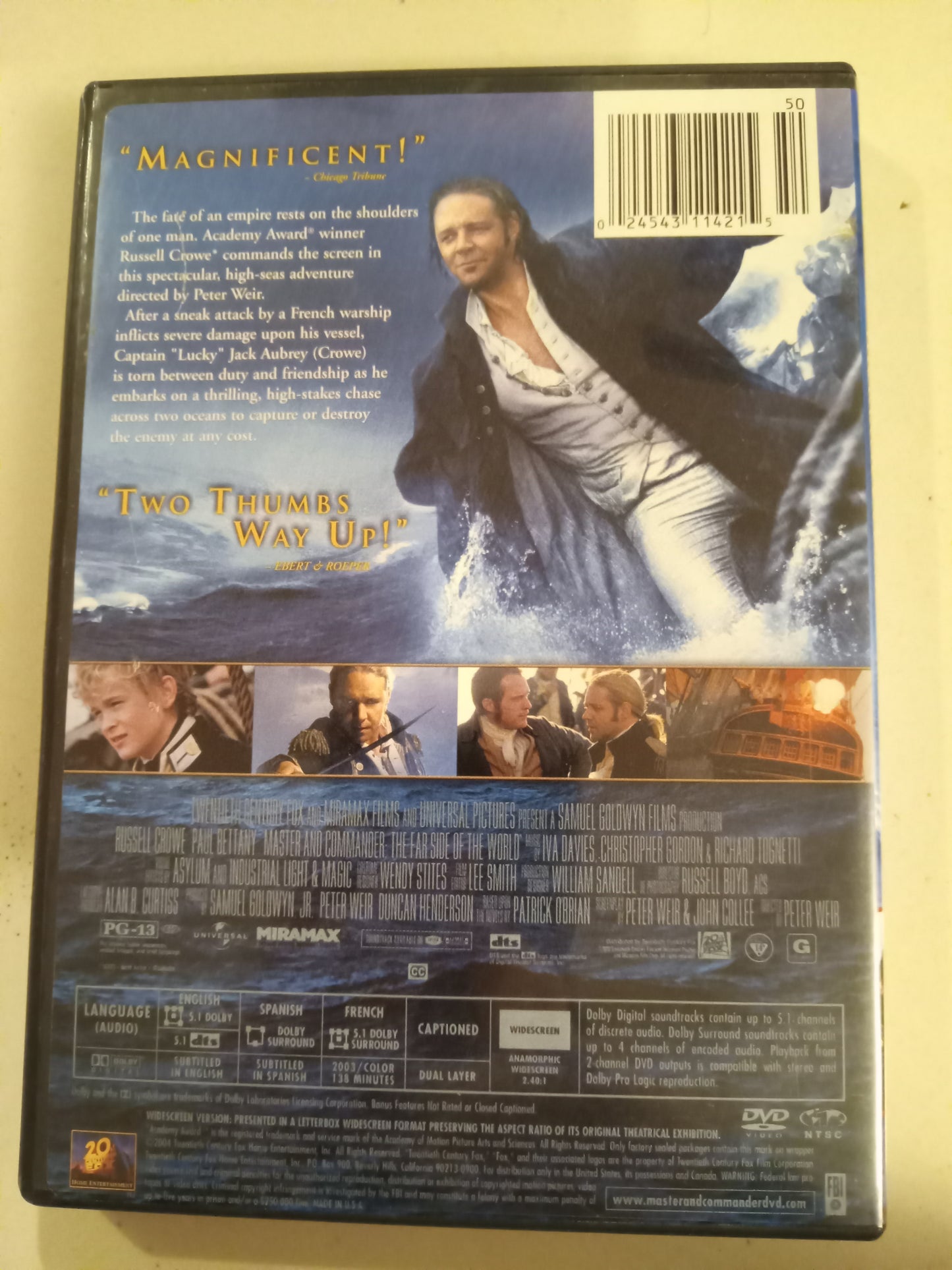 Master And Commander, The Far Side Of The World, DVD Movie, Russell Crowe Fullscreen, Widescreen, Rated PG-13, USED