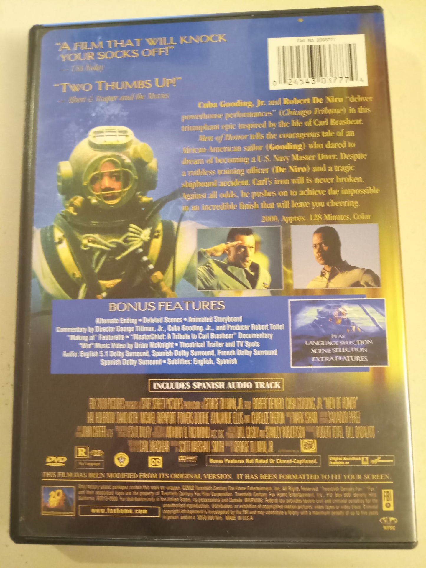 Men Of Honor, DVD Movie, Robert DeNiro Fullscreen, Special Ed. Rated R, USED