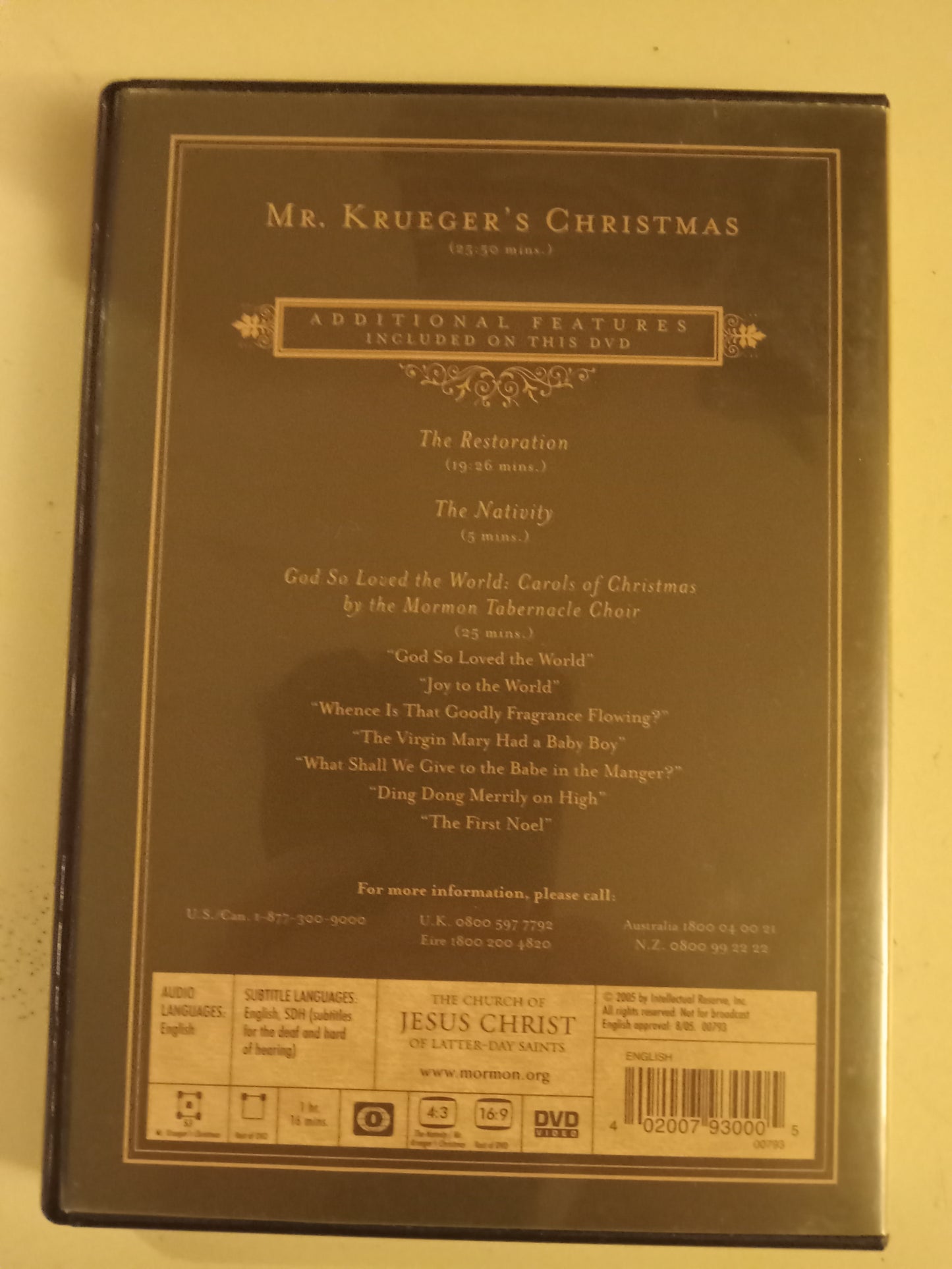 Mr. Krueger's Christmas, DVD Movie, Jimmy Stewart Widescreen, LDS Church Mormons Not Rated, USED