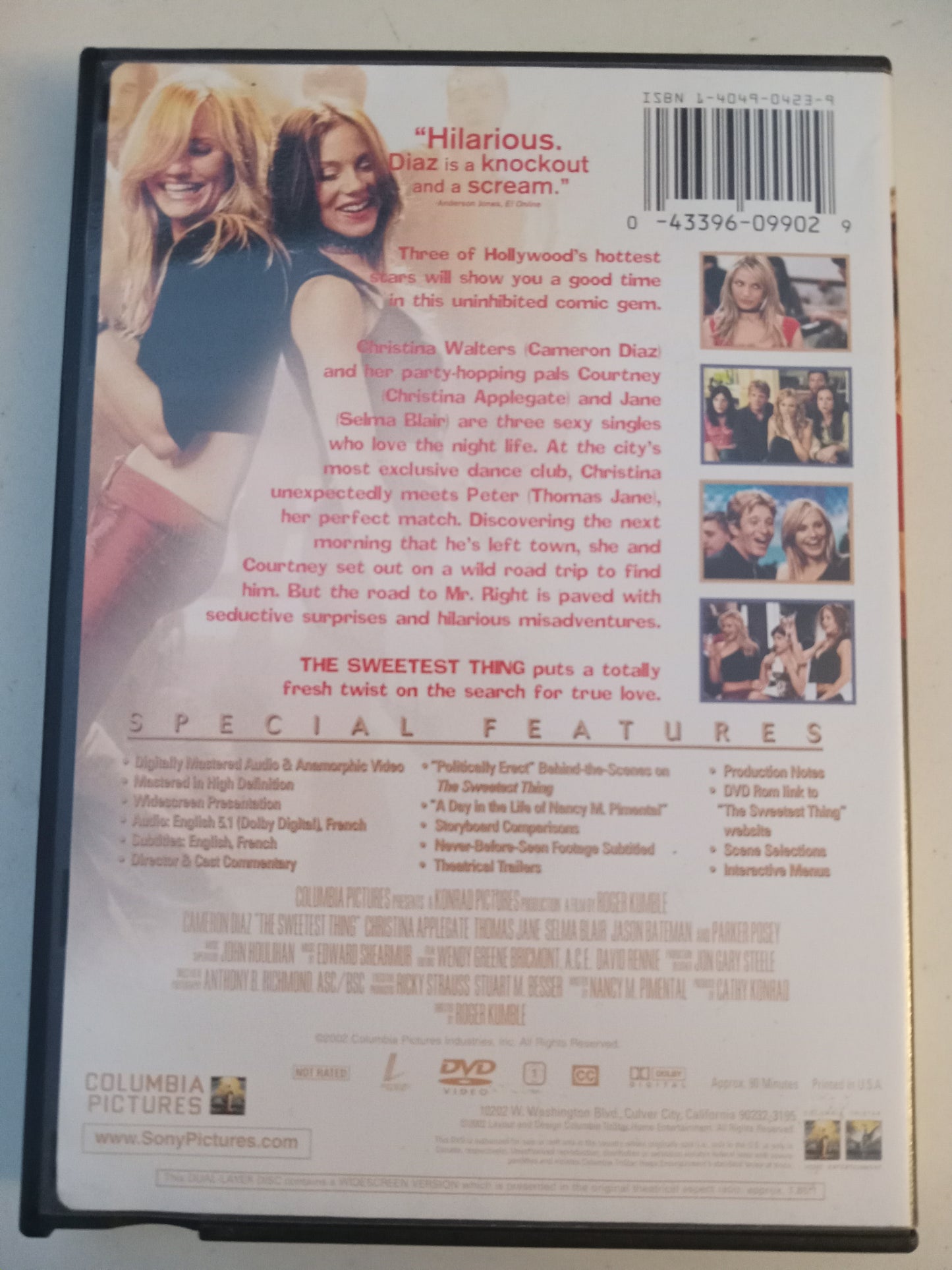 The Sweetest Thing DVD Movie, Cameron Diaz Widescreen, Not Rated/Rated R, USED