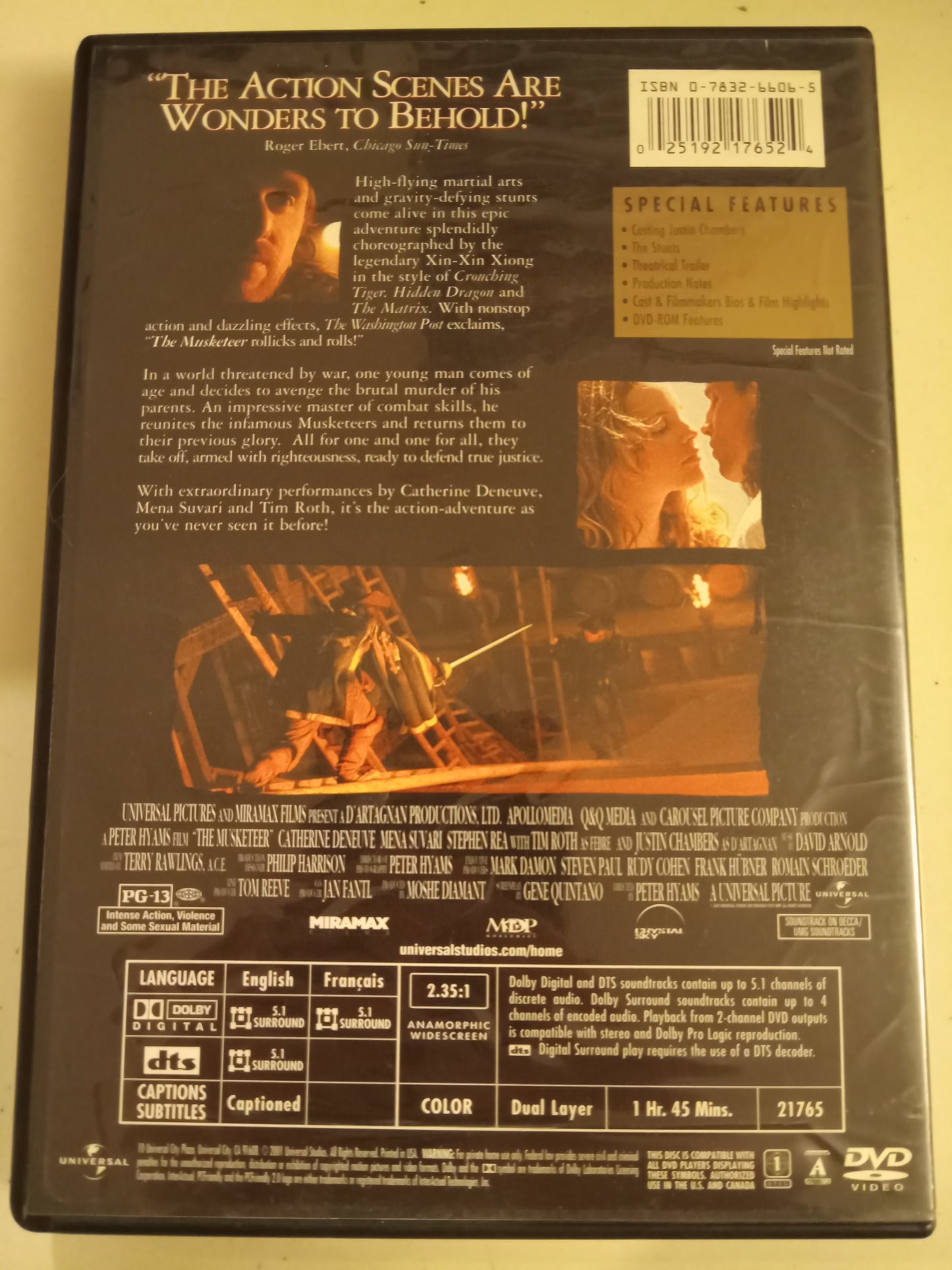 The Musketeer, DVD Movie, Tim Roth Widescreen, Rated PG-13, USED