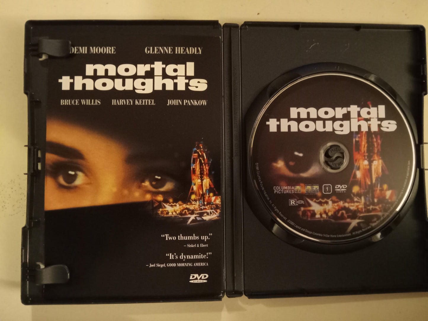 Mortal Thoughts, DVD Movie, Demi Moore Fullscreen, Rated R, USED