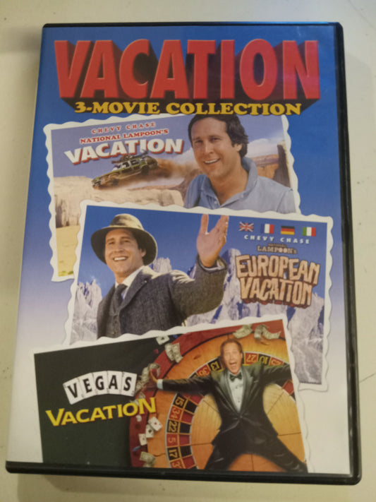 National Lampoon's Vacation/European Vacation/Vegas Vacation, 3 DVD Movies, Chevy Chase Widescreen, Rated R/PG-13, USED