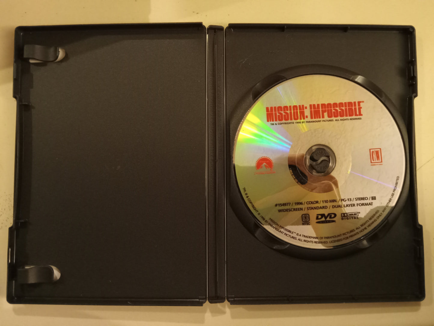 M:I-I, Mission Impossible I, DVD Movie, Tom Cruise Widescreen, Rated PG-13, USED