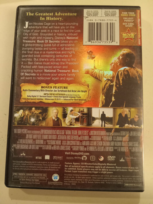 National Treasure 2 Book Of Secrets, DVD Movie, Nicholas Cage Widescreen, Rated PG, USED
