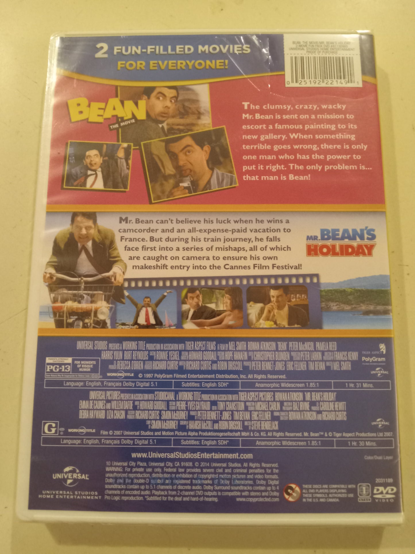 Mr. Bean The Movie & Bean's Holiday, 2 DVD Movies, Rowan Atkinson Widescreen, Rated PG-13, NEW