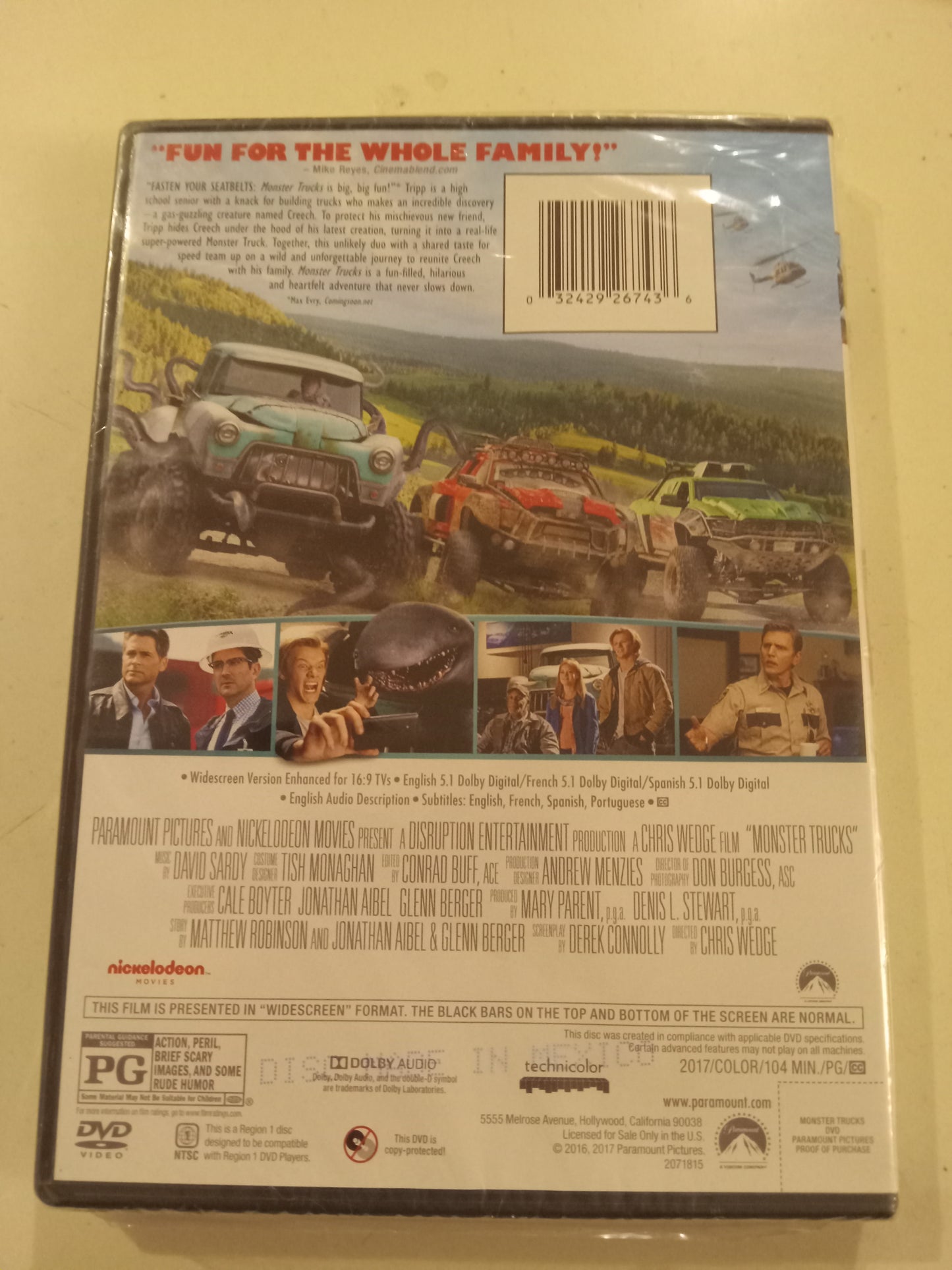 Monster Trucks, DVD Movie, Nickelodeon Widescreen, Rated PG, NEW