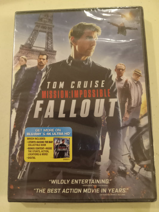 Mission Impossible Fallout, DVD Movie, Tom Cruise Widescreen, Rated PG-13, NEW