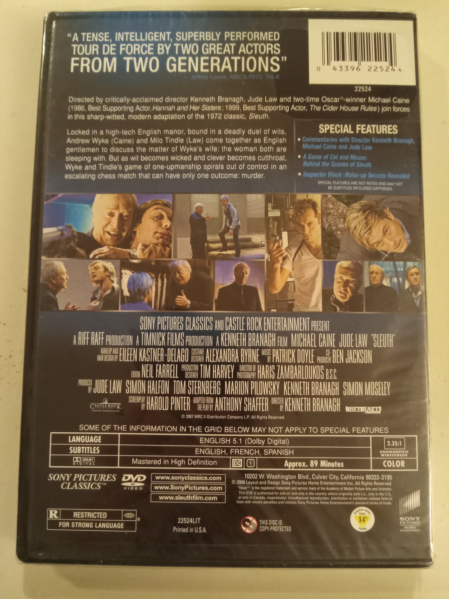 Sleuth, Obey the Rules, DVD Movie, Jude Law Widescreen, Rated R, NEW/USED