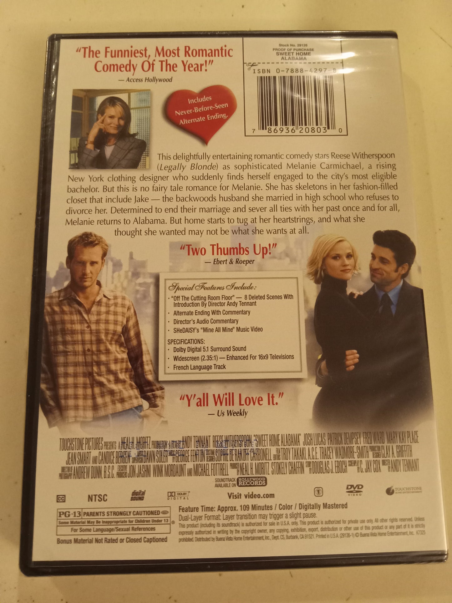 Sweet Home Alabama, DVD Movie, Reese Witherspoon Widescreen, Rated PG-13, NEW/USED