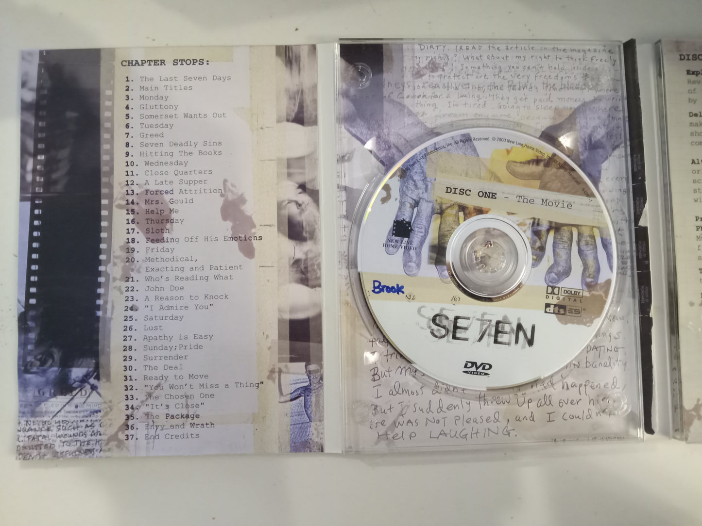 Seven, VII DVD Movie, Brad Pitt, Widescreen, New Line Platinum Ed. Rated R, NEW/USED