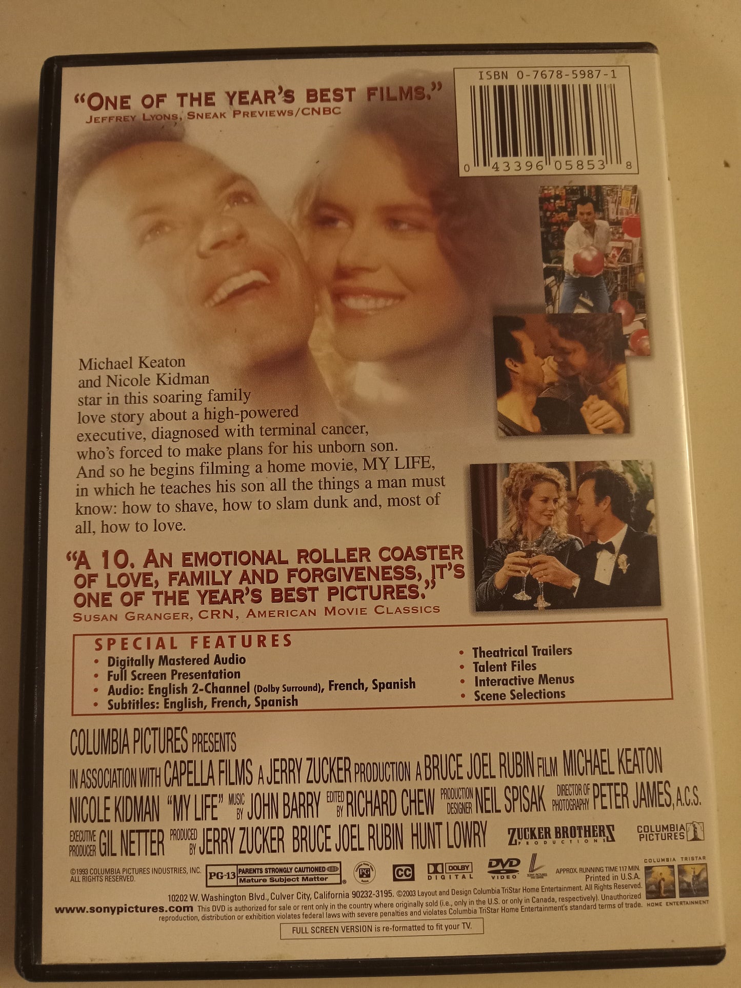 My Life, DVD Movie, Michael Keaton Fullscreen, Rated PG-13, USED