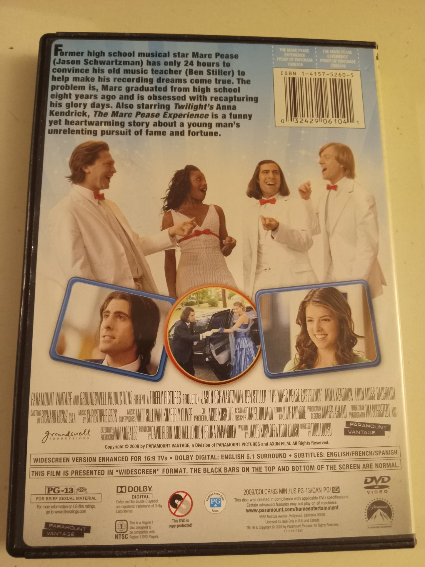 The Marc Pease Experience, DVD Movie, Ben Stiller Widescreen, Rated PG-13, USED