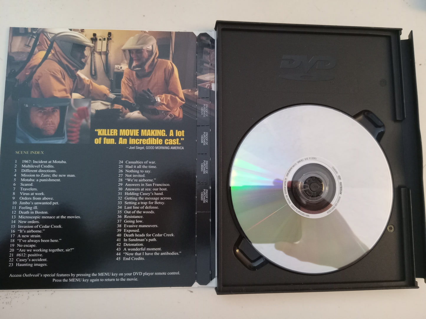 Outbreak, DVD Movie, Dustin Hoffman Widescreen, Rated R, USED