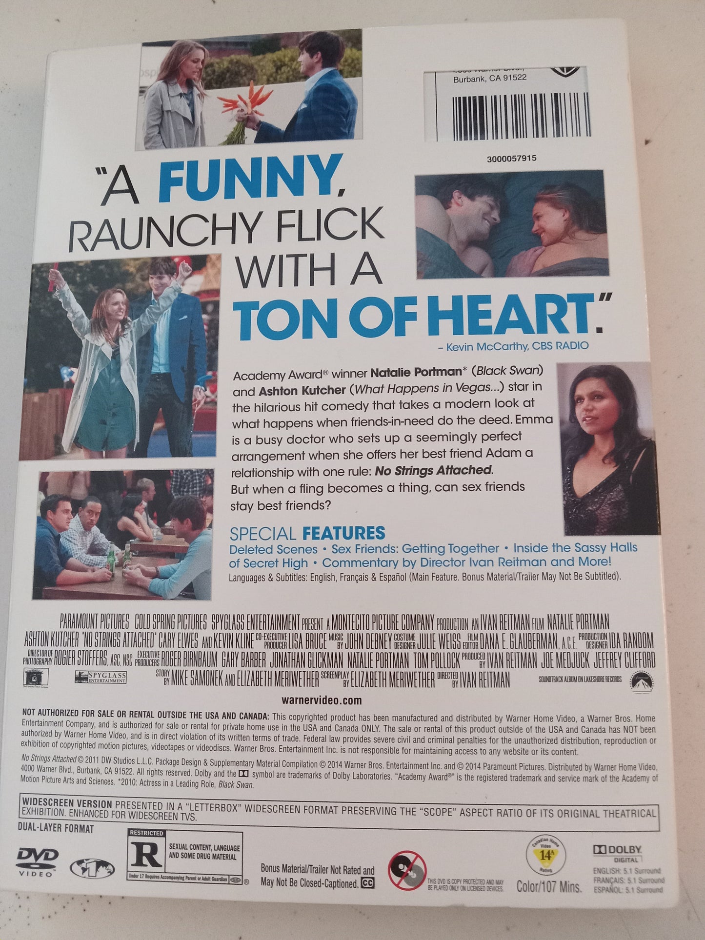 No Strings Attached, DVD Movie, Natalie Portman Widescreen, Rated R, USED