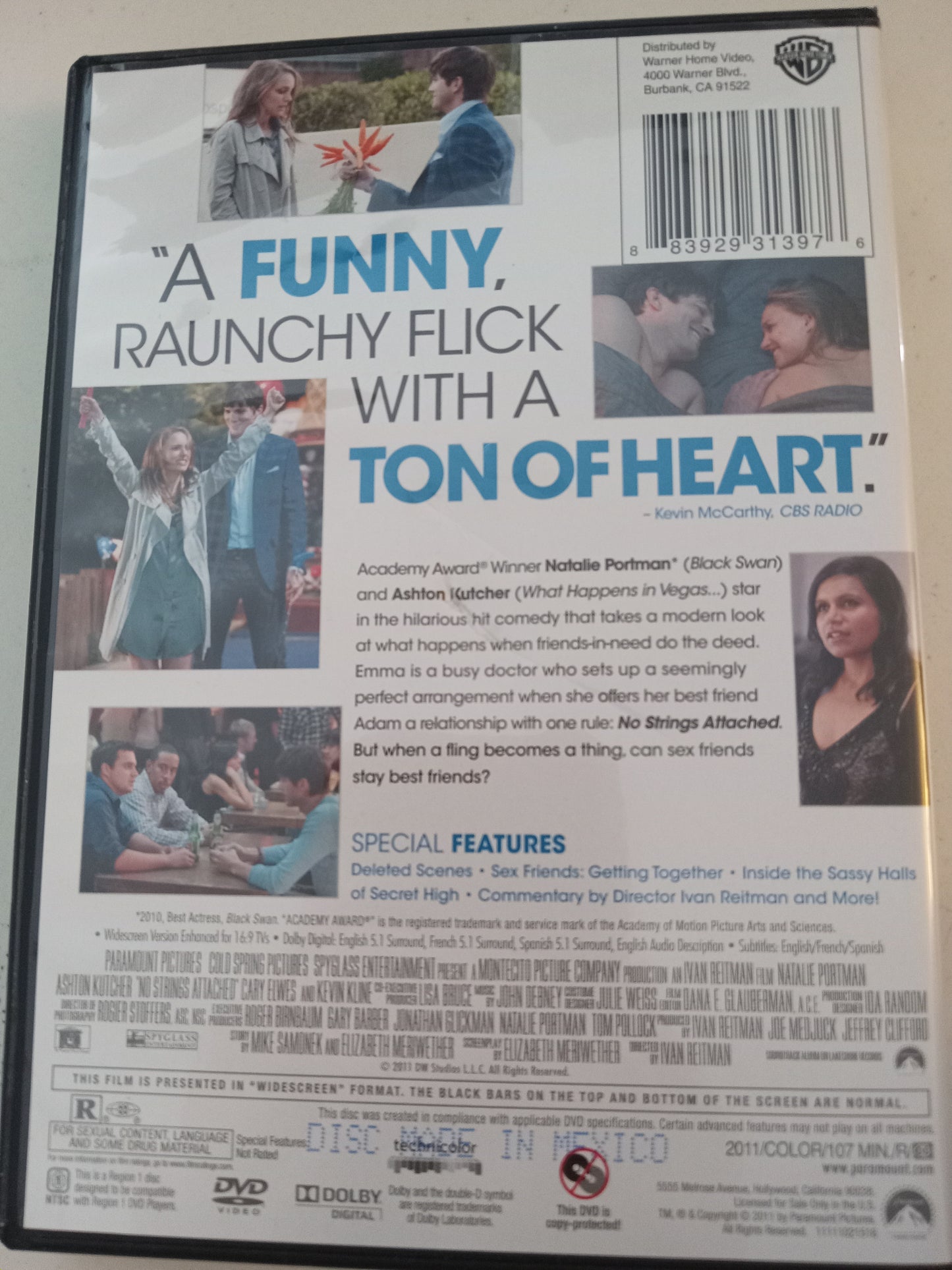 No Strings Attached, DVD Movie, Natalie Portman Widescreen, Rated R, USED