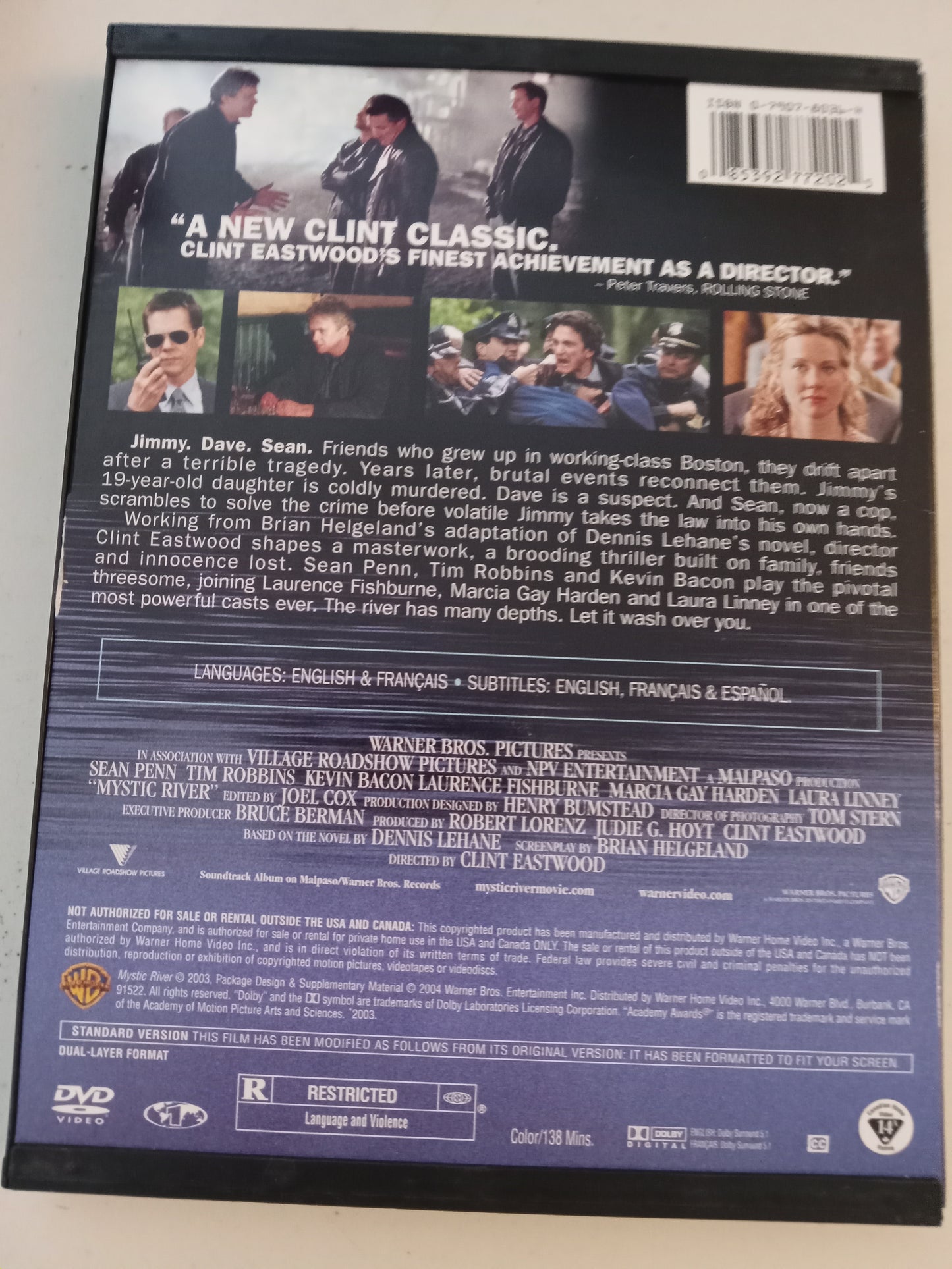 Mystic River, DVD Movie, Tim Robbins Fullscreen, Rated R, USED