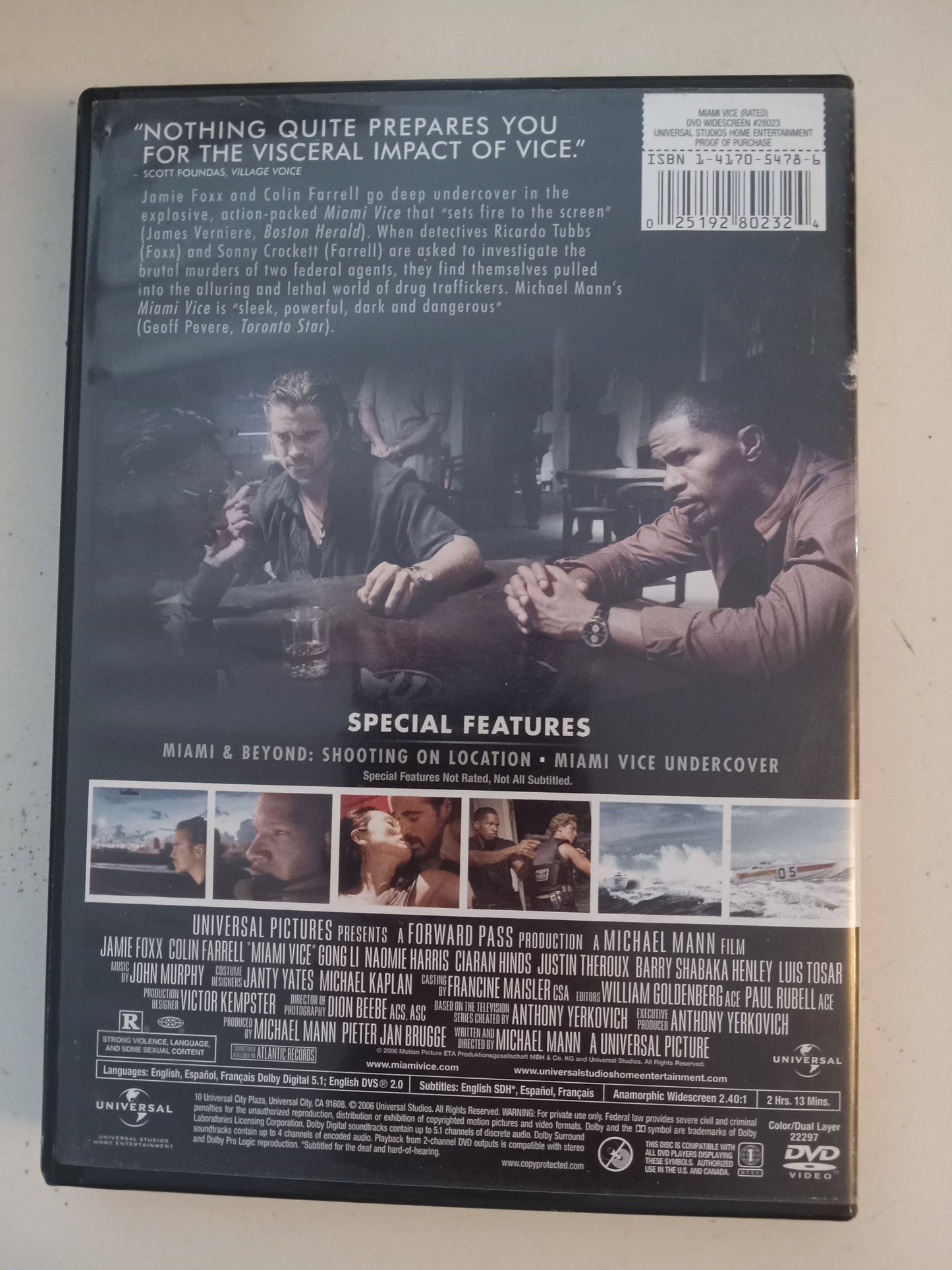Miami Vice, DVD Movie, Jamie Foxx Widescreen, Rated R, USED