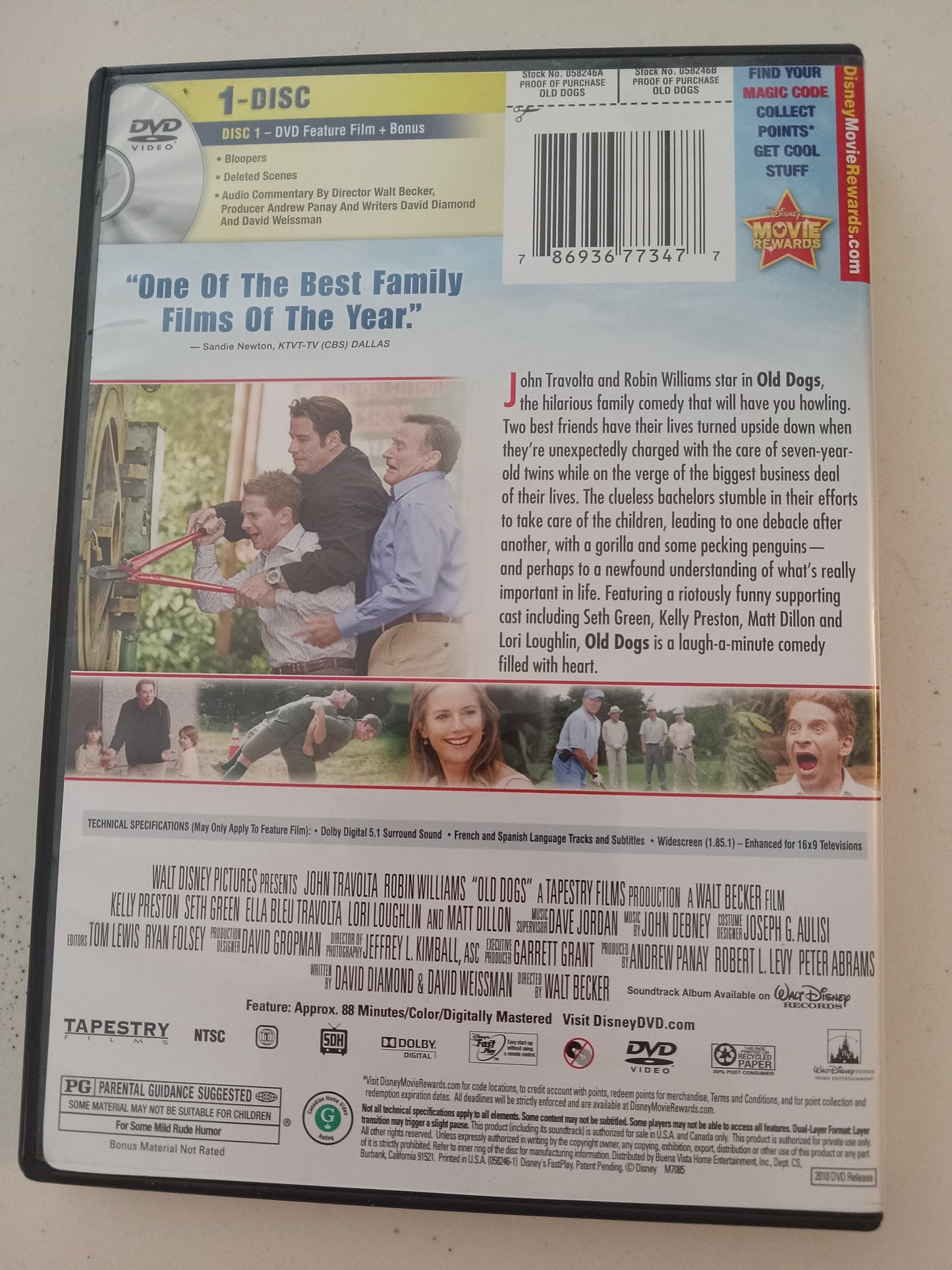 Old Dogs, DVD Movie, John Travolta Widescreen, Rated PG, USED