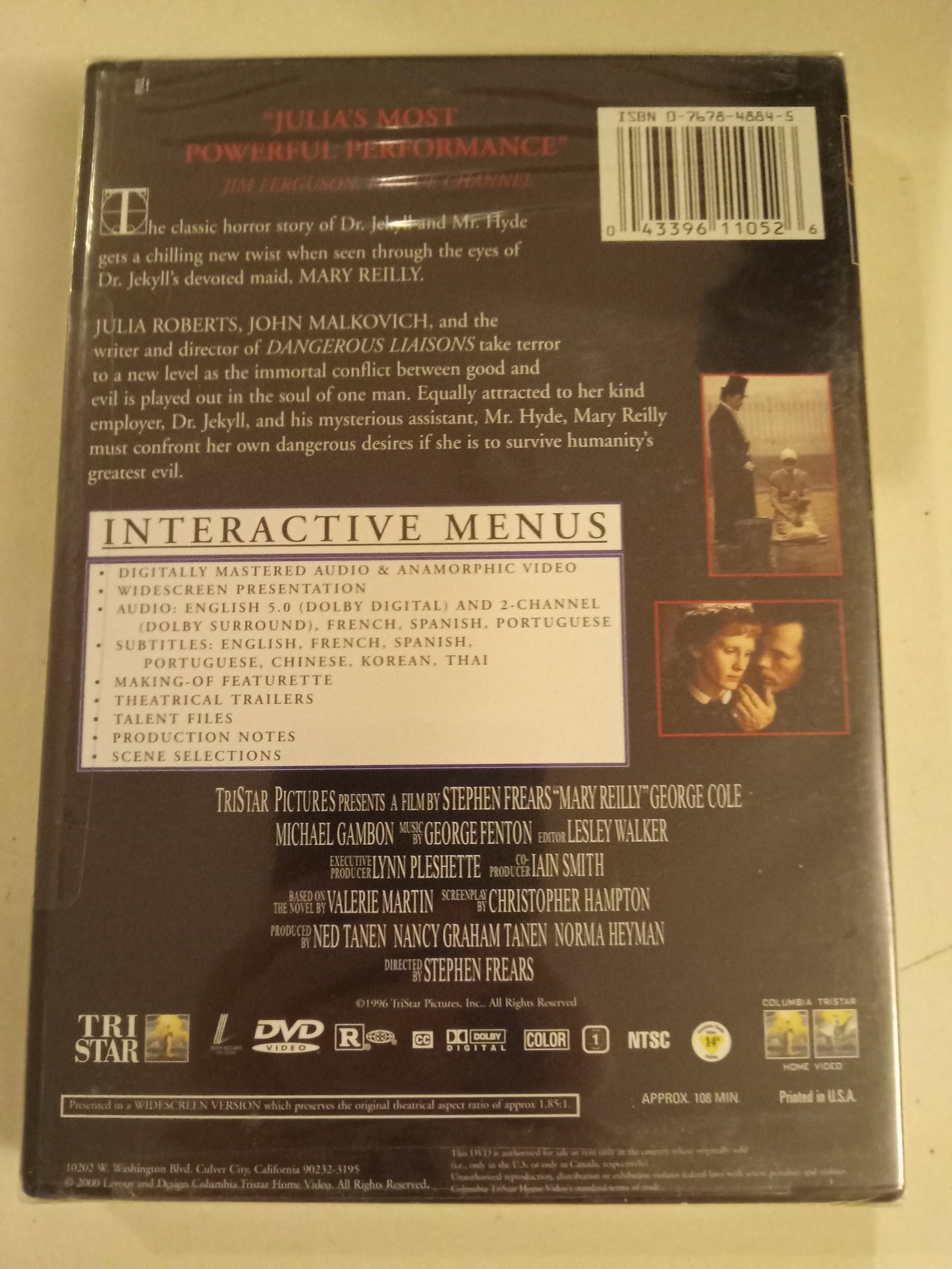 Mary Reilly, DVD Movie, Julia Roberts Widescreen, Rated R, NEW
