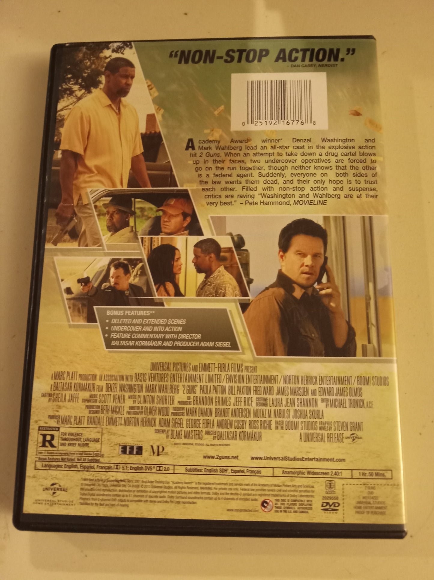 2Guns, 2 Two Guns, DVD Movie, Denzel Washington Widescreen, Rated R, NEW/USED
