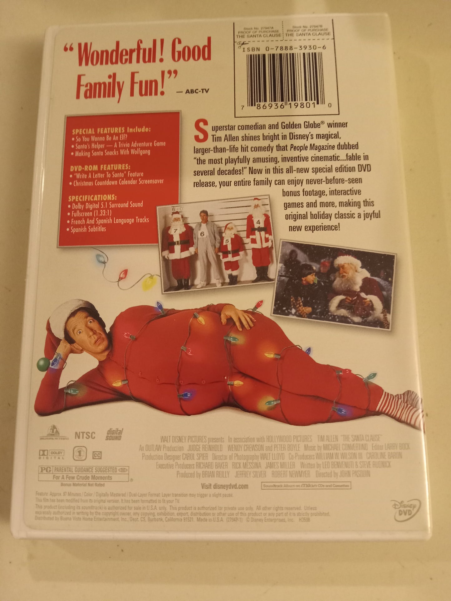 The Santa Clause, Special Ed. DVD Movie, Tim Allen Widescreen, Rated PG, USED