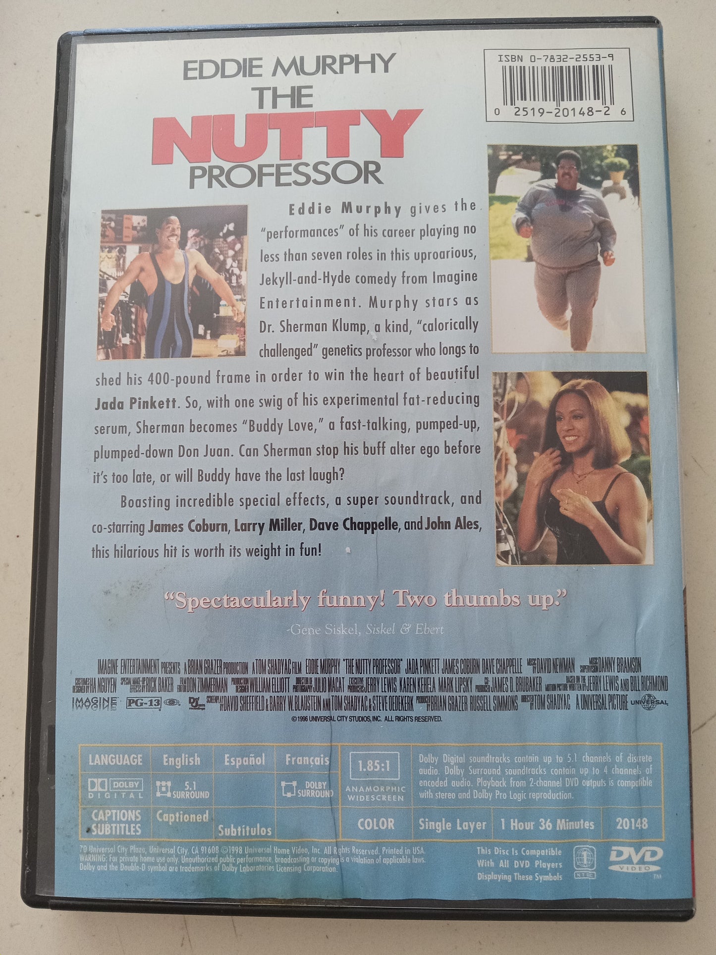 The Nutty Professor, DVD Movie, Eddie Murphy Widescreen, Rated PG-13, USED