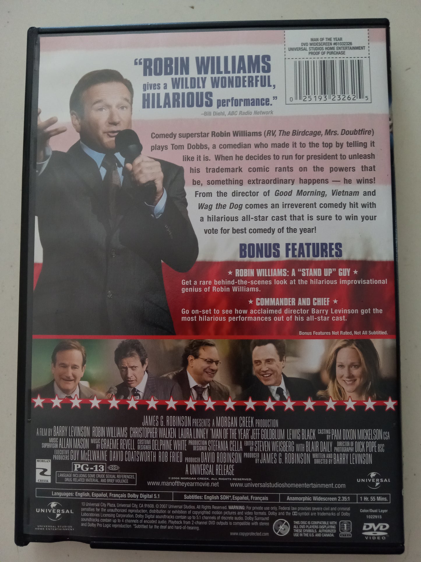 Man Of The Year, DVD Movie, Robin Williams Widescreen, Rated PG-13, USED