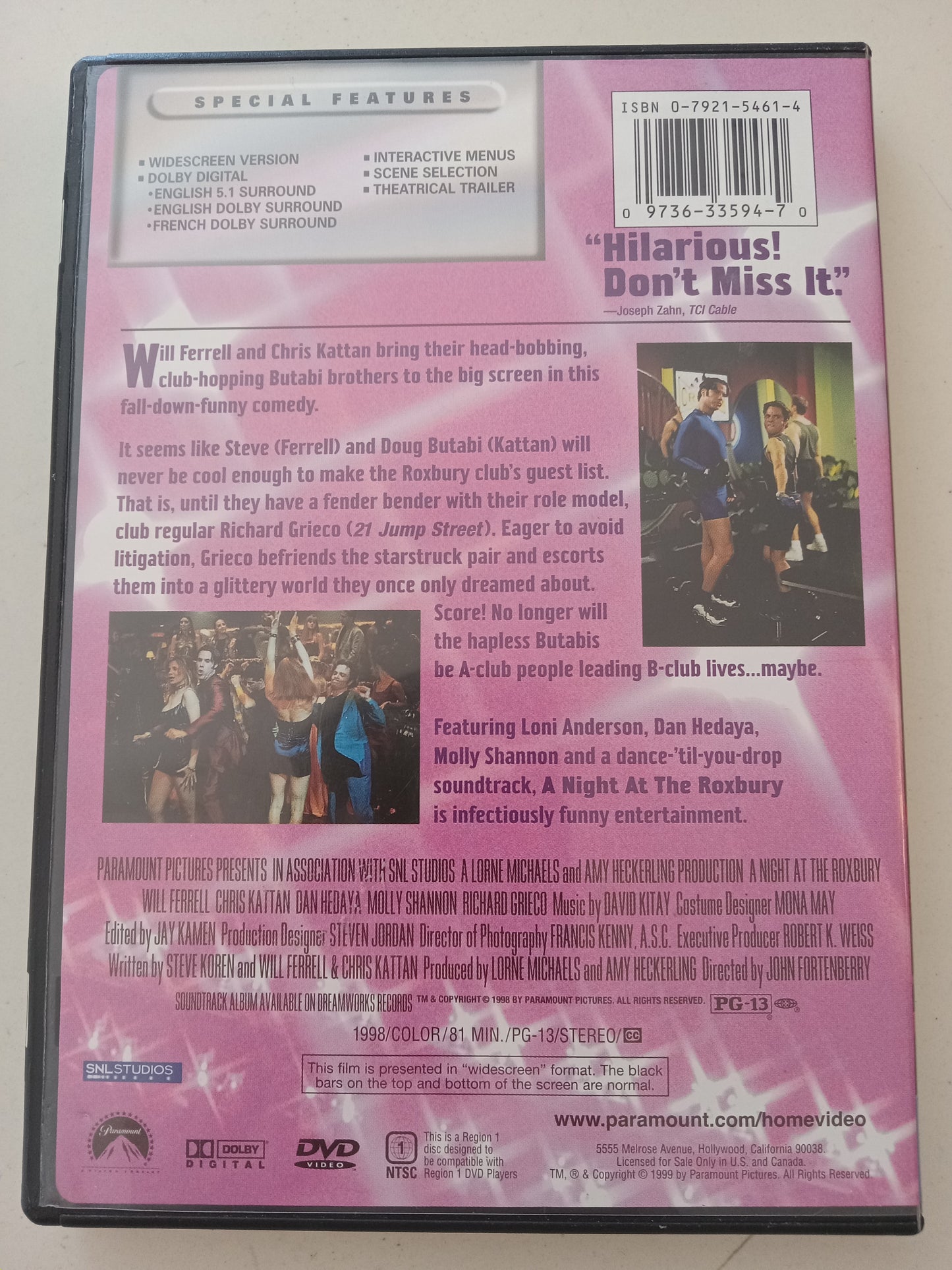 A Night At The Roxbury, DVD Movie, Will Ferrell Widescreen, Rated PG-13, USED