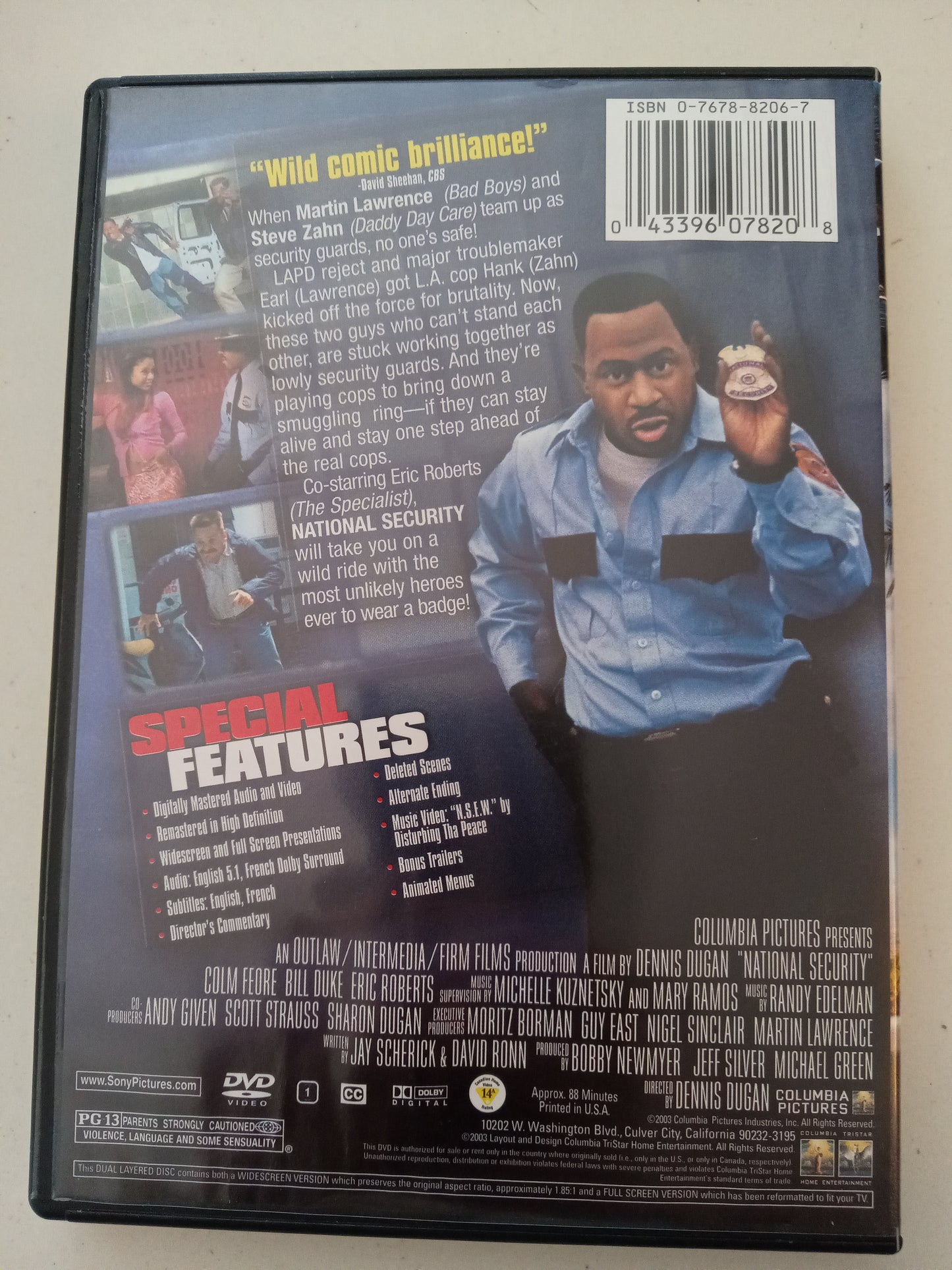 National Security, DVD Movie, Martin Lawrence Fullscreen, Widescreen, Rated PG-13, USED