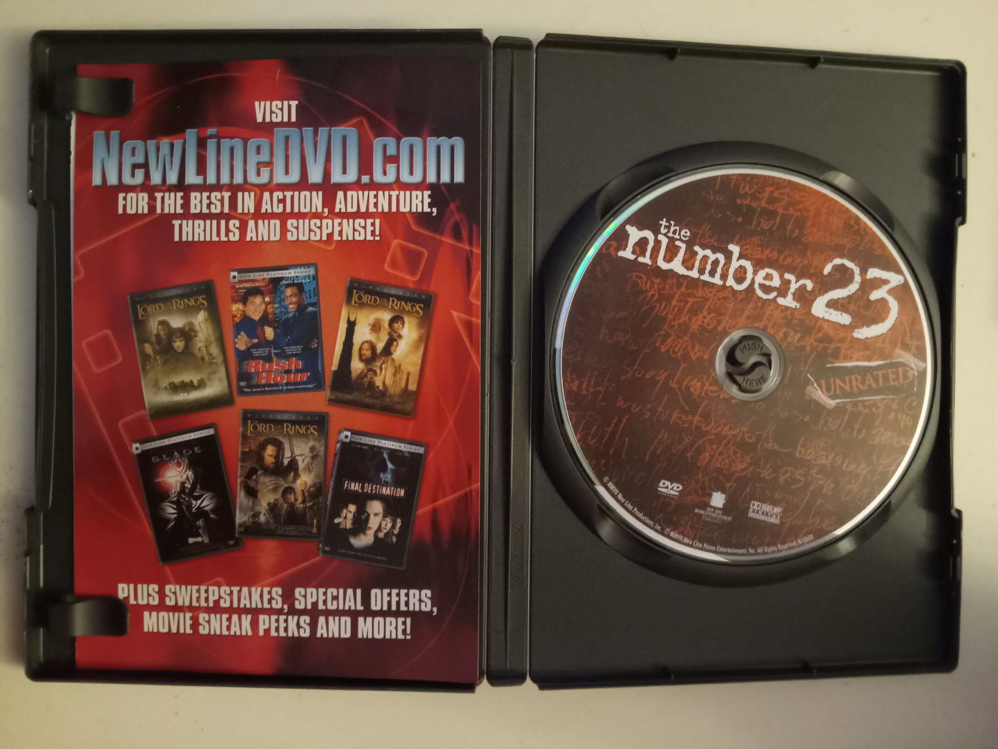 The Number 23, DVD Movie, Jim Carrey Widescreen, Not Rated, USED