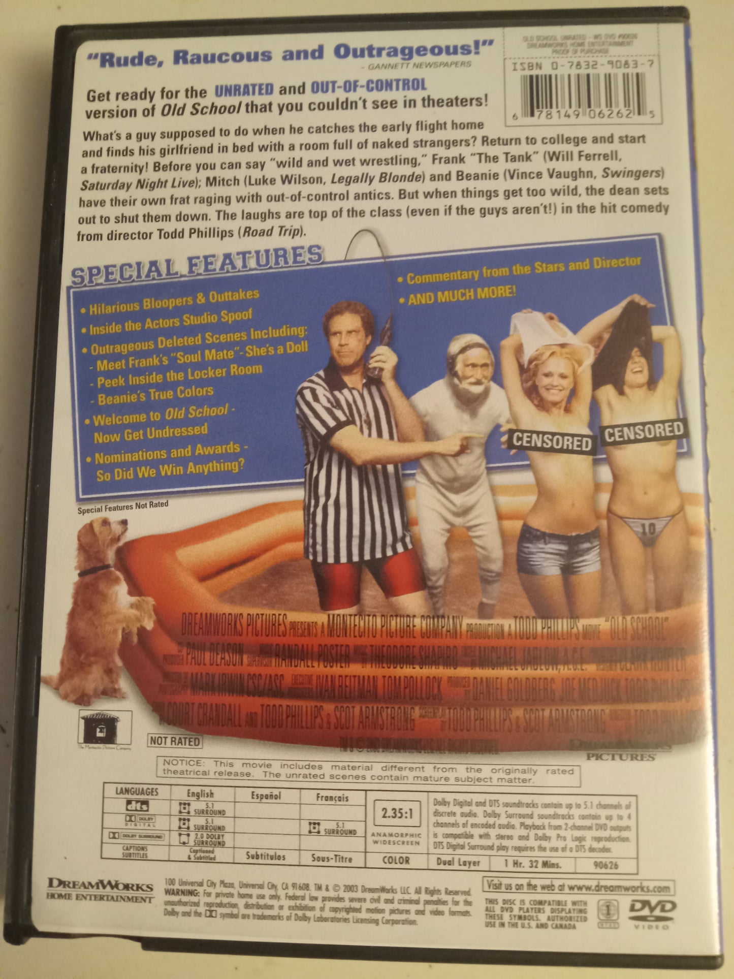 Old School, DVD Movie, Will Ferrell Widescreen, Not Rated, USED