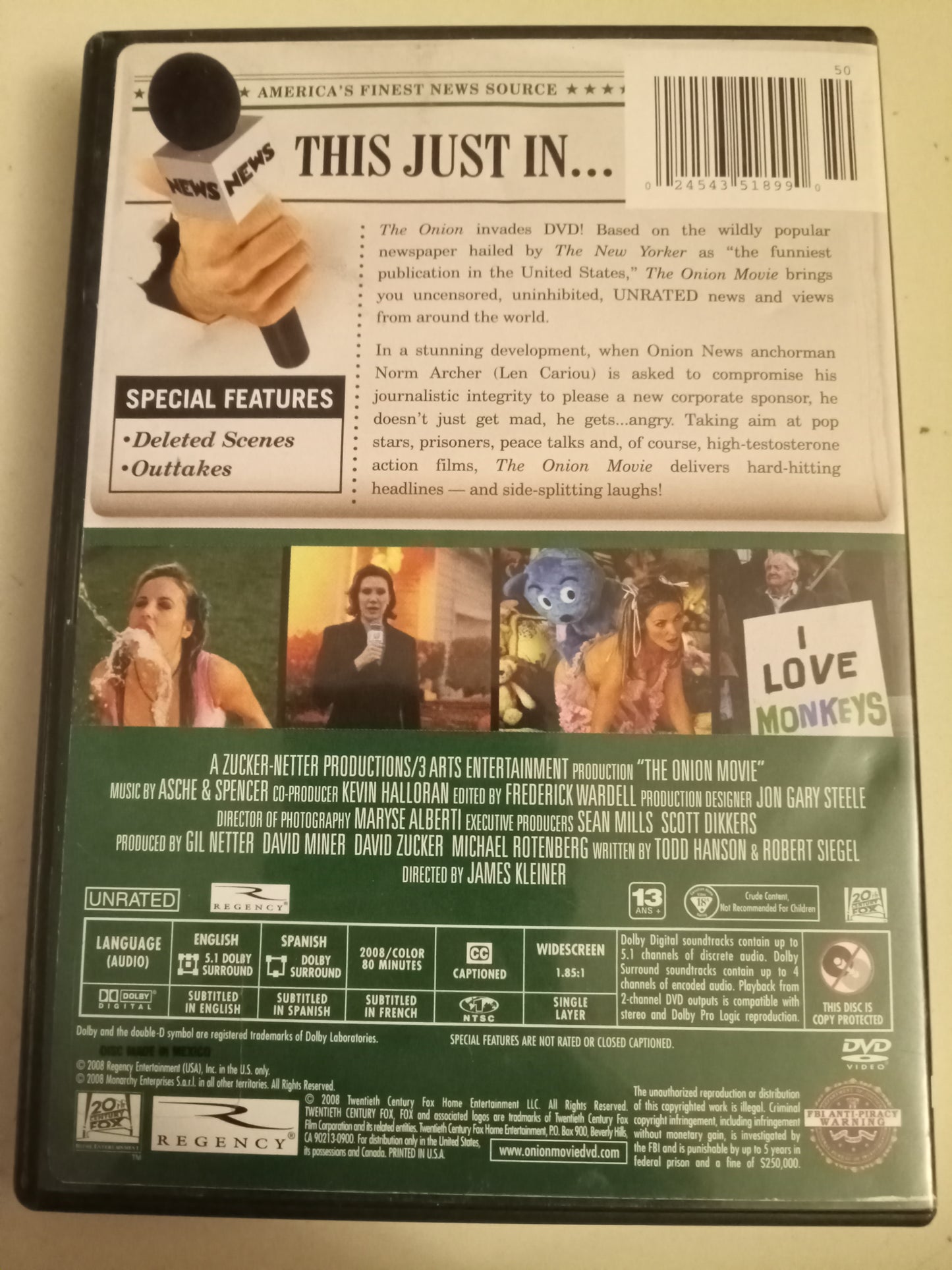 The Onion Movie Revealing The Raw Truth, DVD Movie, Widescreen, Not Rated, USED