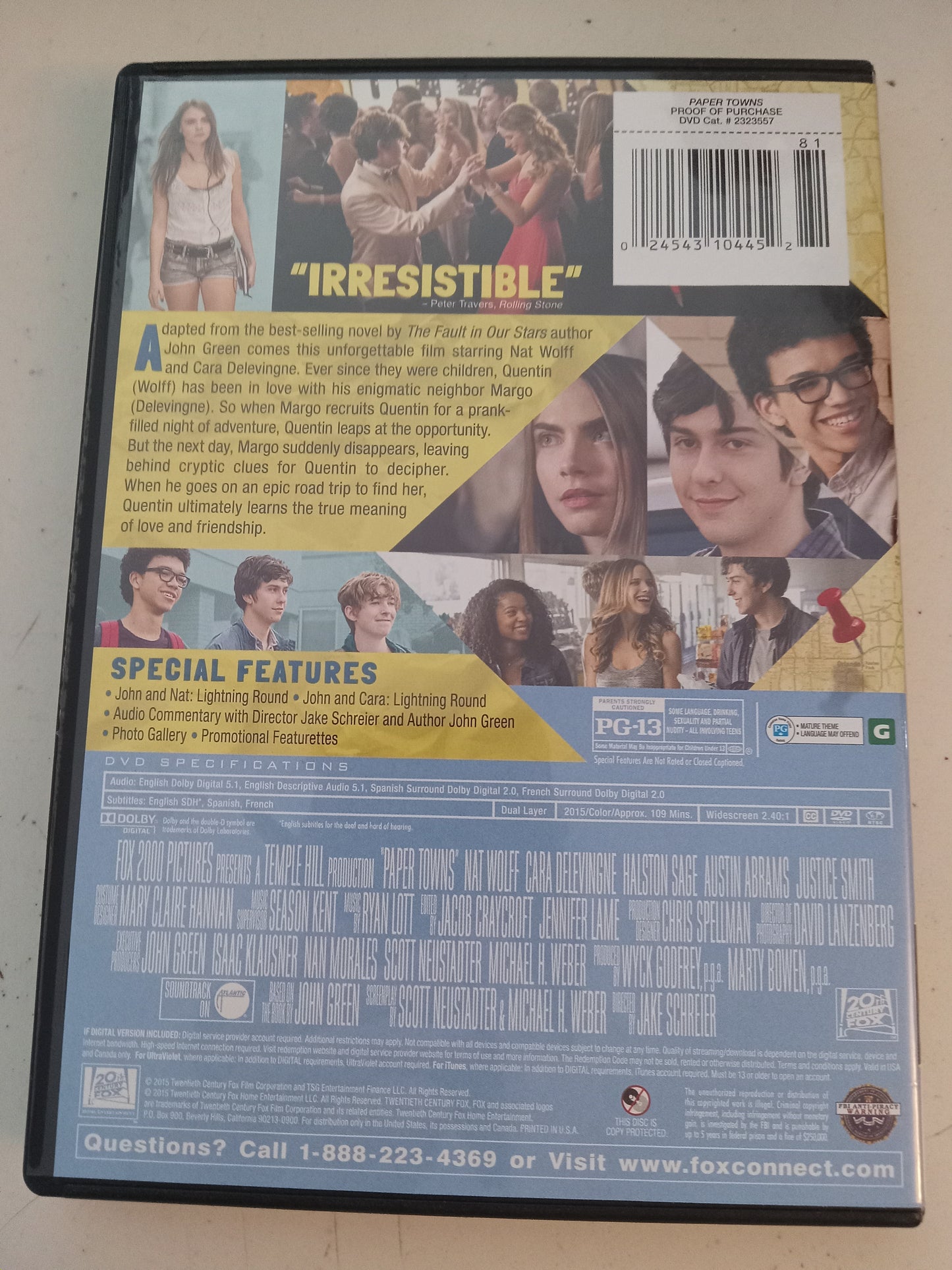 Paper Towns, DVD Movie, Nat Wolff Widescreen, Rated PG-13, USED