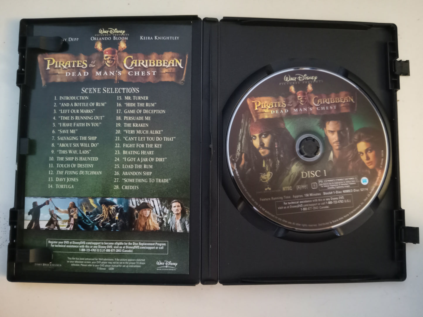 Pirates Of The Caribbean Dead Man's Chest, DVD Movie, Johnny Depp Widescreen, Rated PG-13, USED