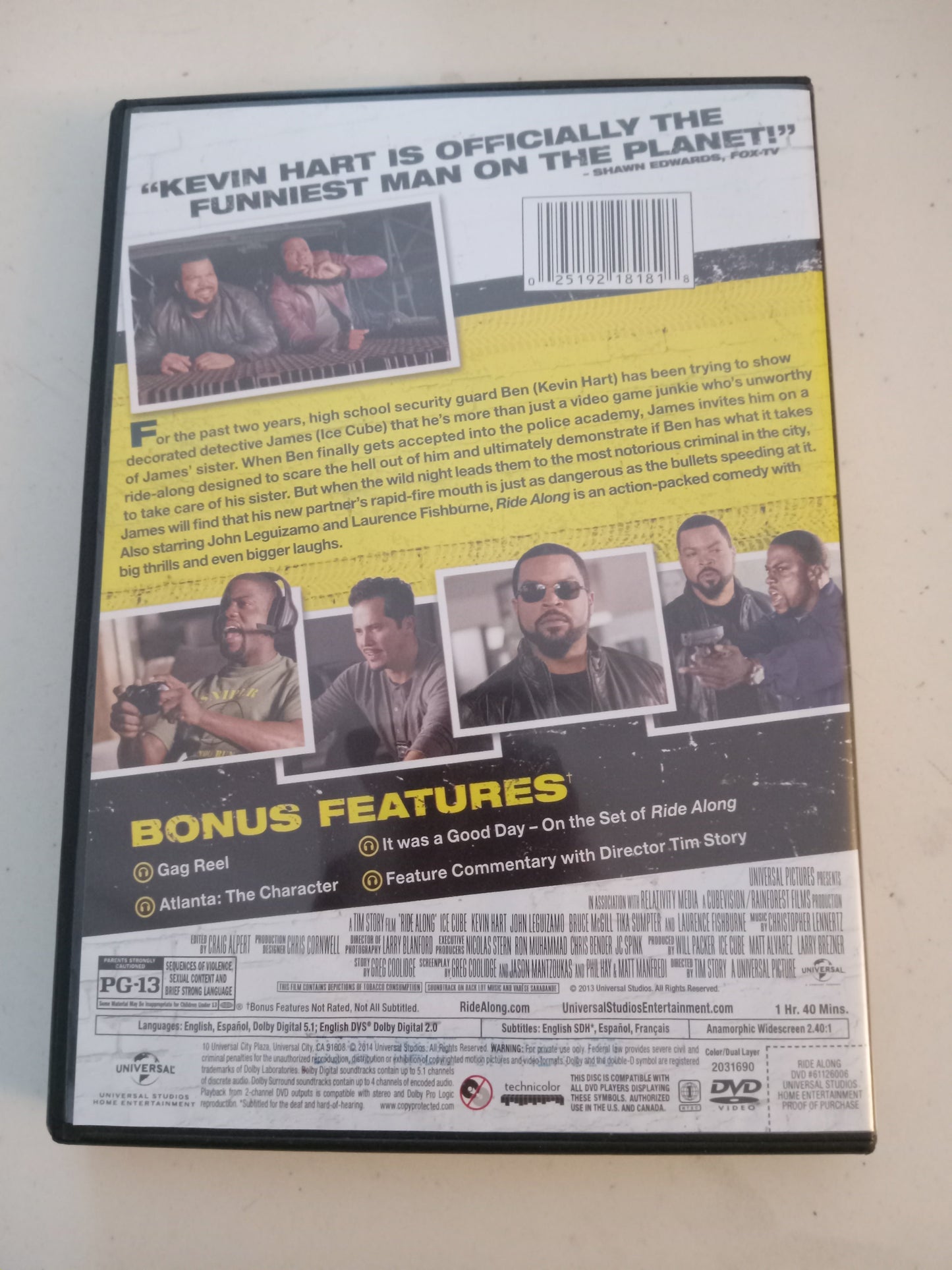 Ride Along, DVD Movie, Ice Cube Widescreen, Rated PG-13, USED