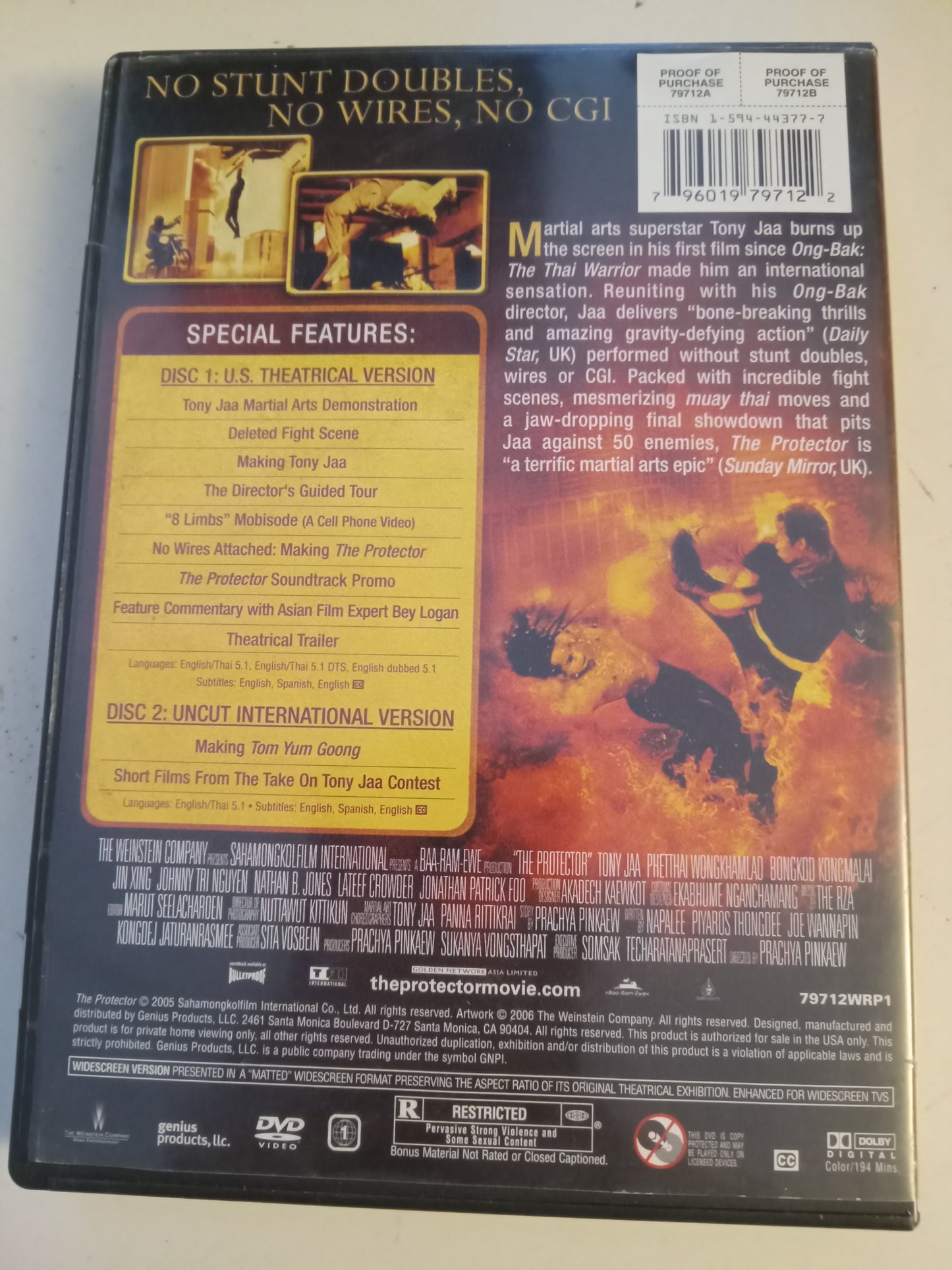 The Protector, DVD Movie, 2 Disc Ultimate Ed. Tony Jaa Widescreen, Rated R, USED