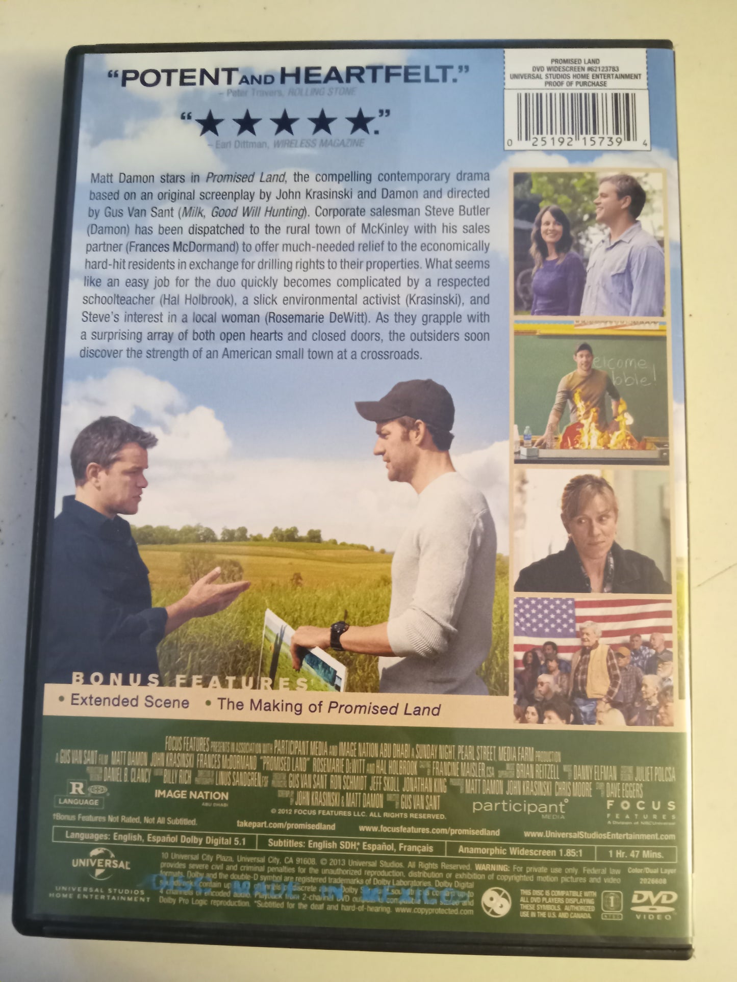 Promised Land, DVD Movie, Matt Damon Widescreen, Rated R, USED