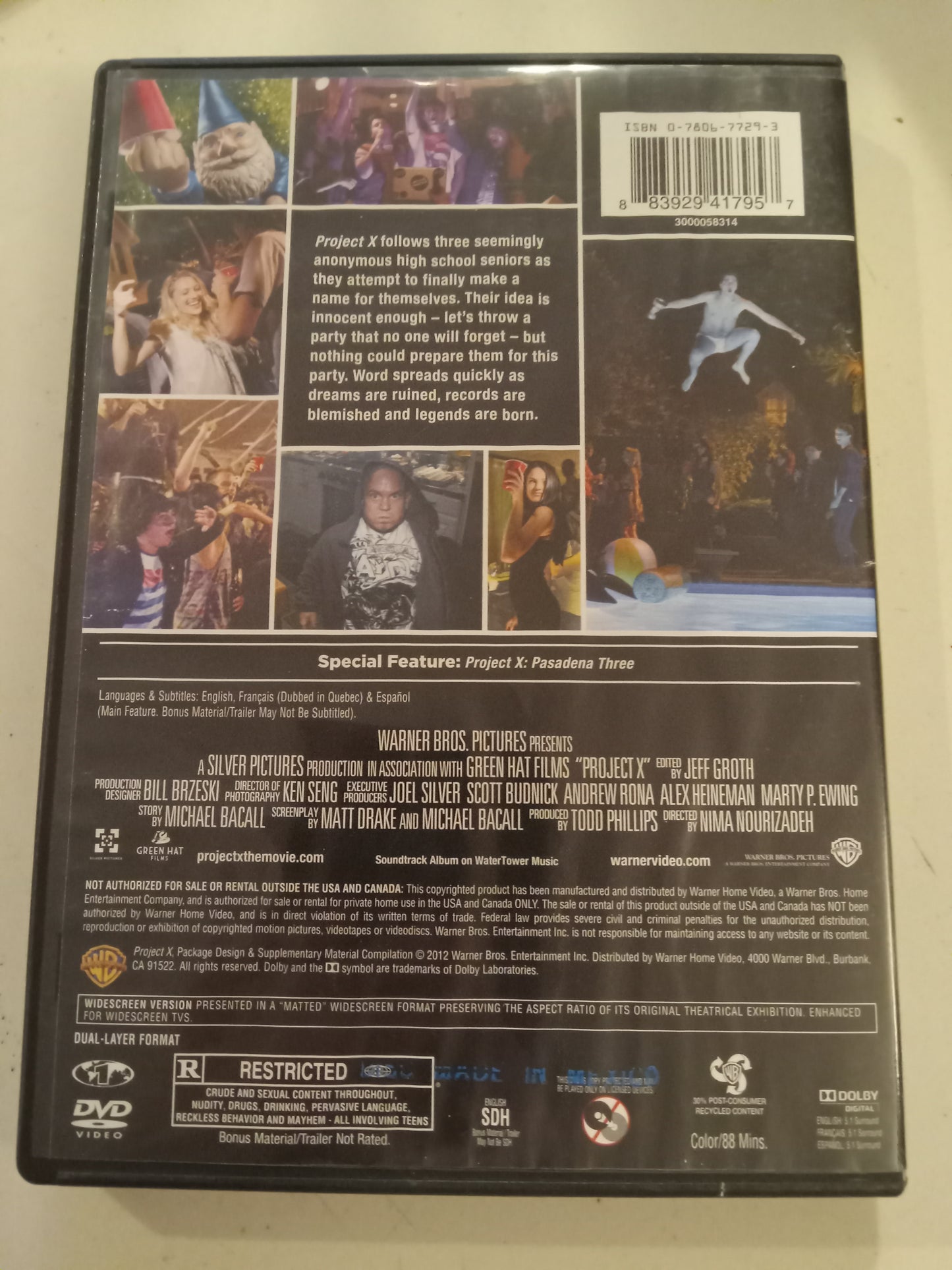 Project X, DVD Movie, Todd Philips Widescreen, Rated R, USED
