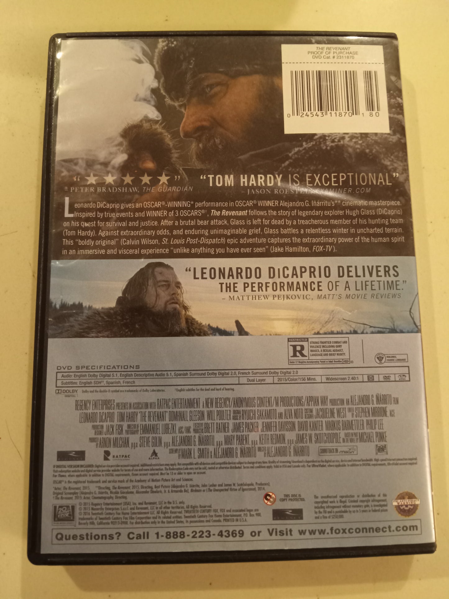 The Revenant, DVD Movie, Leonardo DiCaprio Widescreen, Rated R, USED