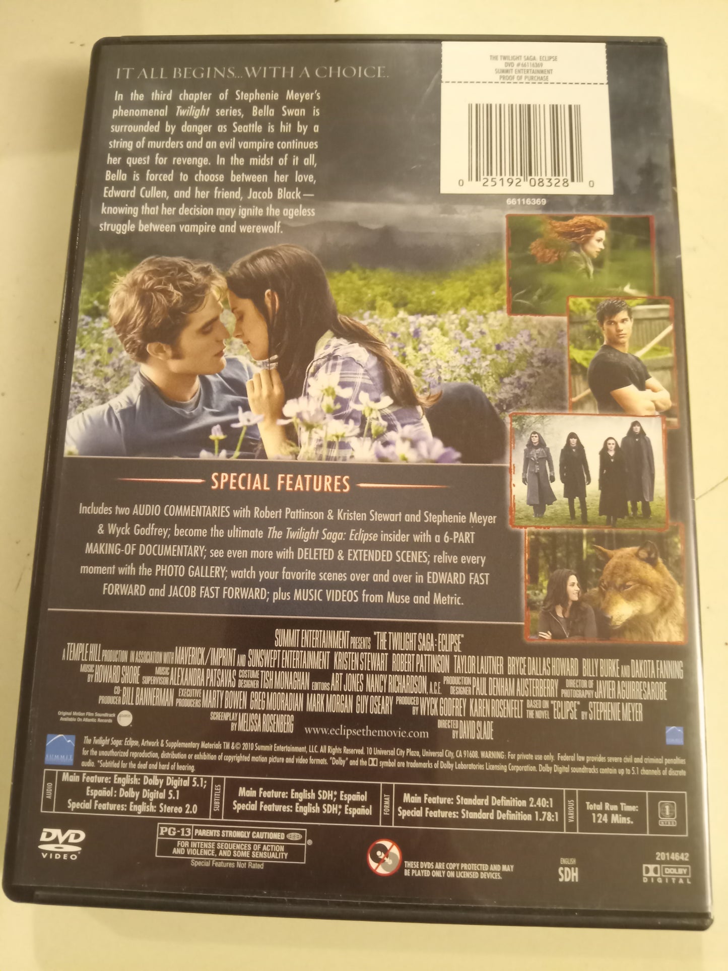 The Twilight Saga Eclipse, DVD Movie, 2 Disc Special/Collector's Ed. Kristen Stewart Widescreen, Rated PG-13, NEW/USED