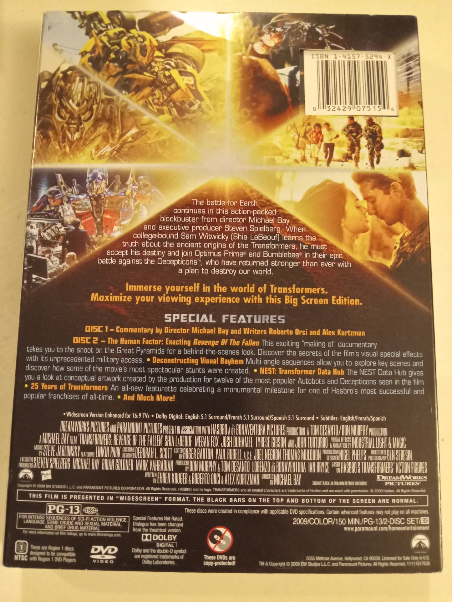 Transformers Revenge Of The Fallen, DVD Movie, 2 Disc Special Ed. Shia LaBeouf Widescreen, Rated PG-13, NEW/USED