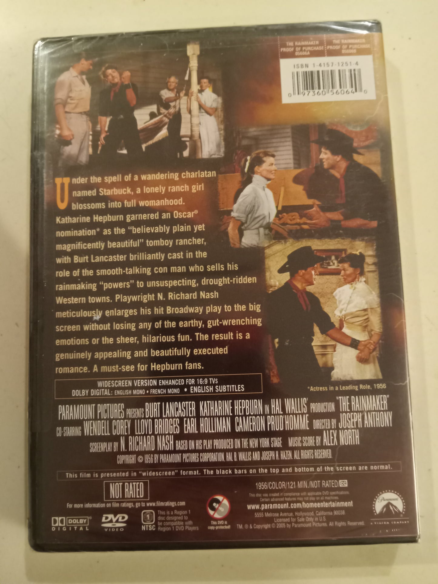 The Rainmaker, DVD Movie, Burt Lancaster Widescreen, Not Rated, NEW
