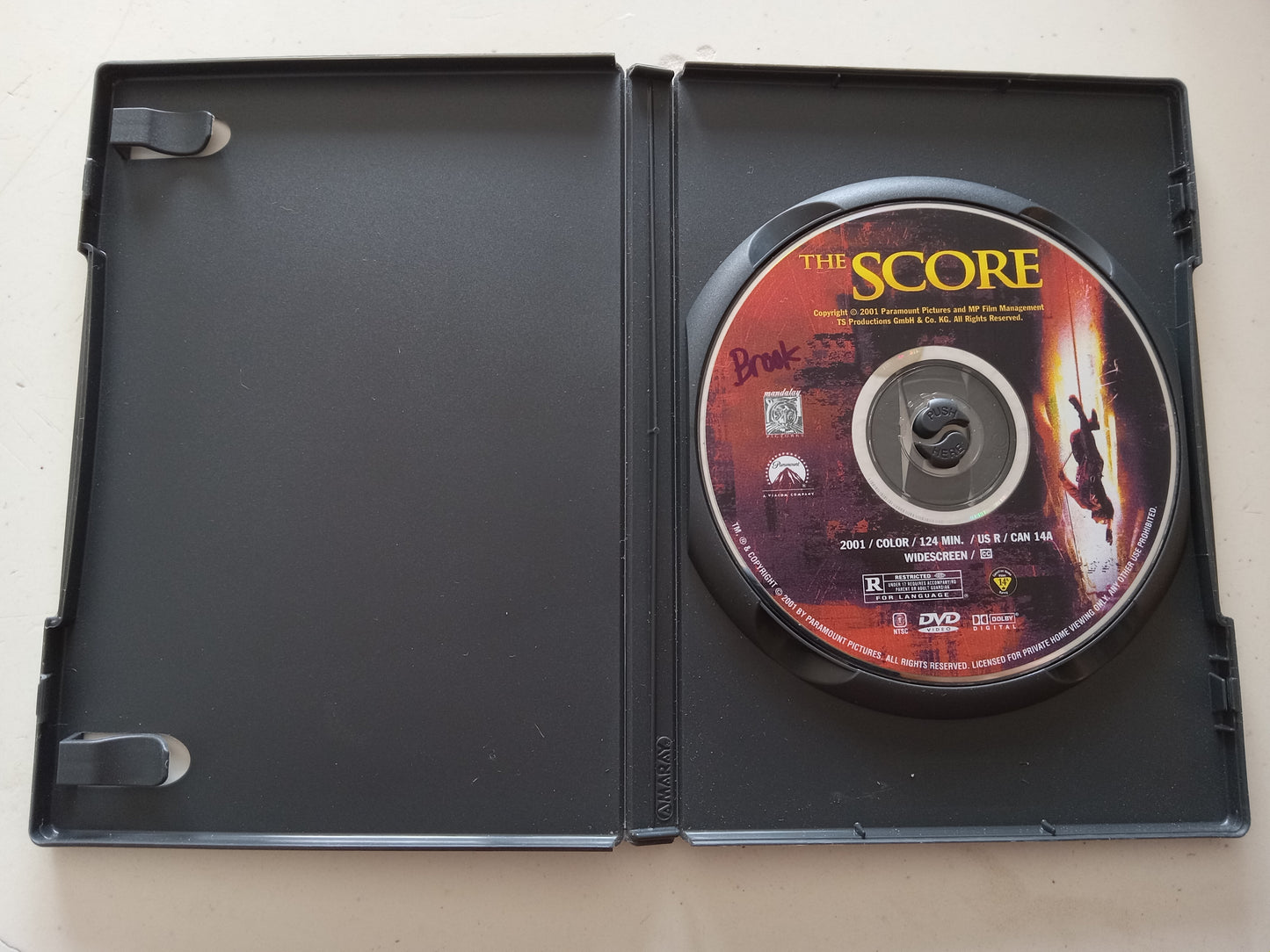The Score, DVD Movie, Robert DeNiro Widescreen, Rated R, USED